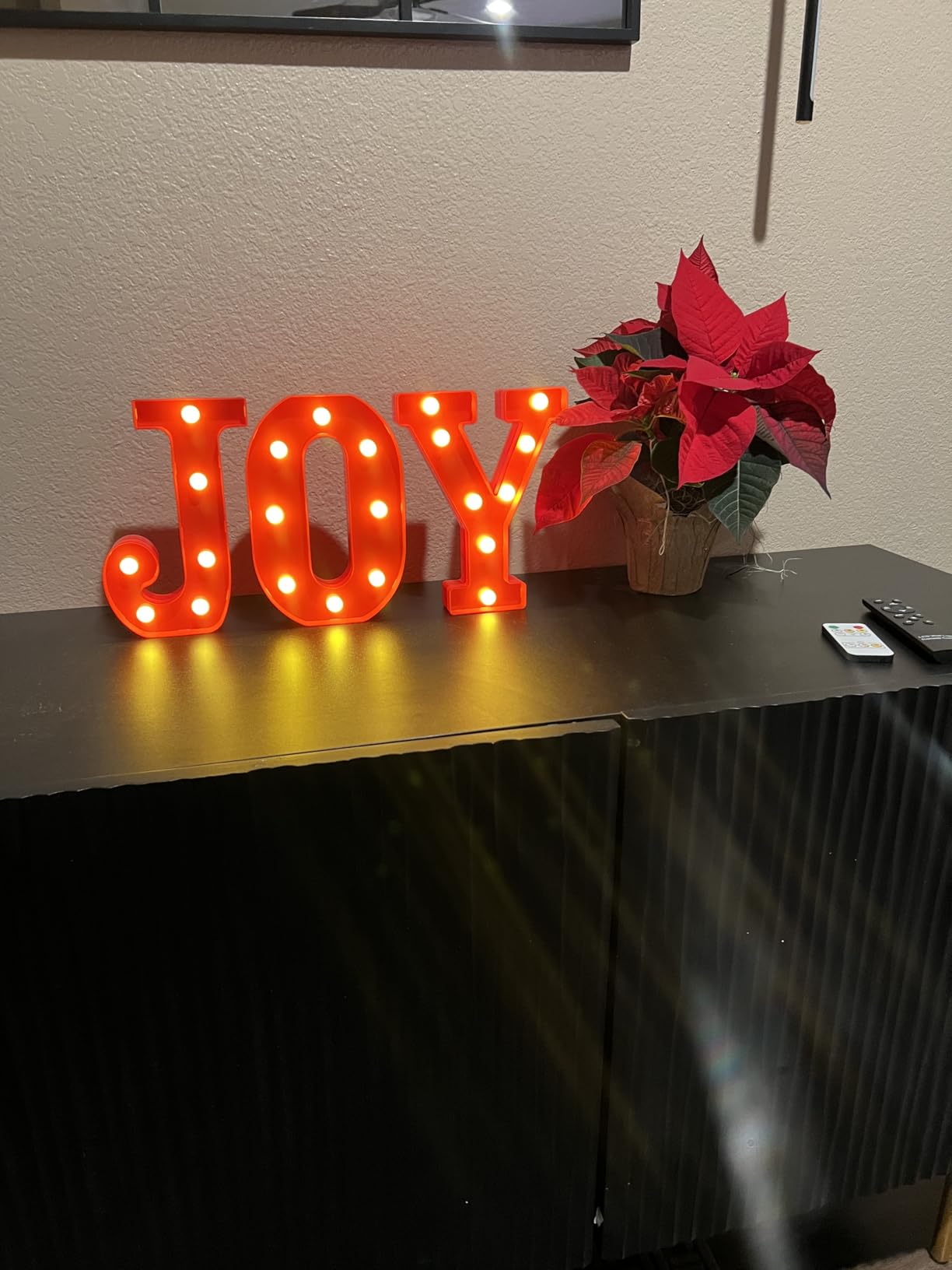 Zimati Christmas Decorations Indoor Home Decor Light Up Joy Sign Letters | 3 LED 8.5 in Marquee JOY Lights, Battery Operated Christmas Signs for Mantel Party Bedroom Wall Fireplace Xmas Decor, Red customer photo 2