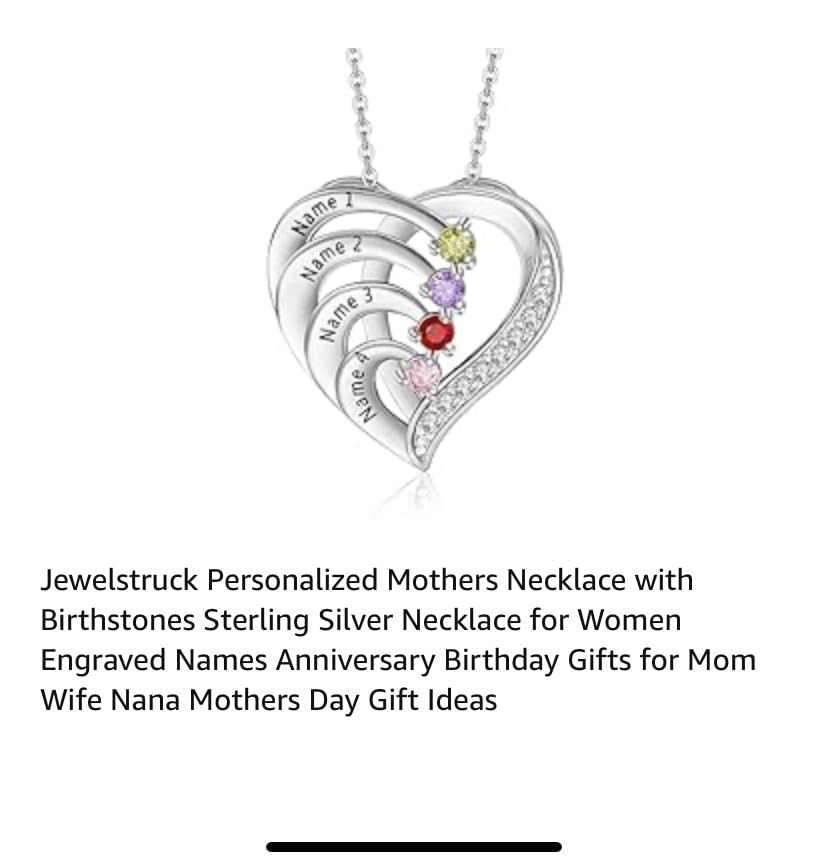 Personalized Mothers Necklace with Birthstones Sterling Silver Necklace for Women Engraved Names Anniversary Birthday Gifts for Mom Wife Nana Mothers Day Christmas Gift Ideas customer photo 2