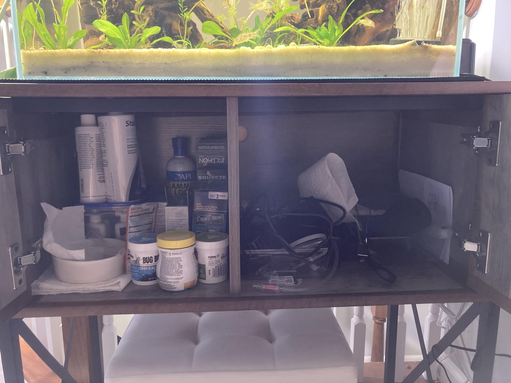 Herture 5-10 Gallon Fish Tank Stand, Metal Double Aquarium Stand with Cabinet for Fish Tank Accessories Storage, Heavy Duty 20.5