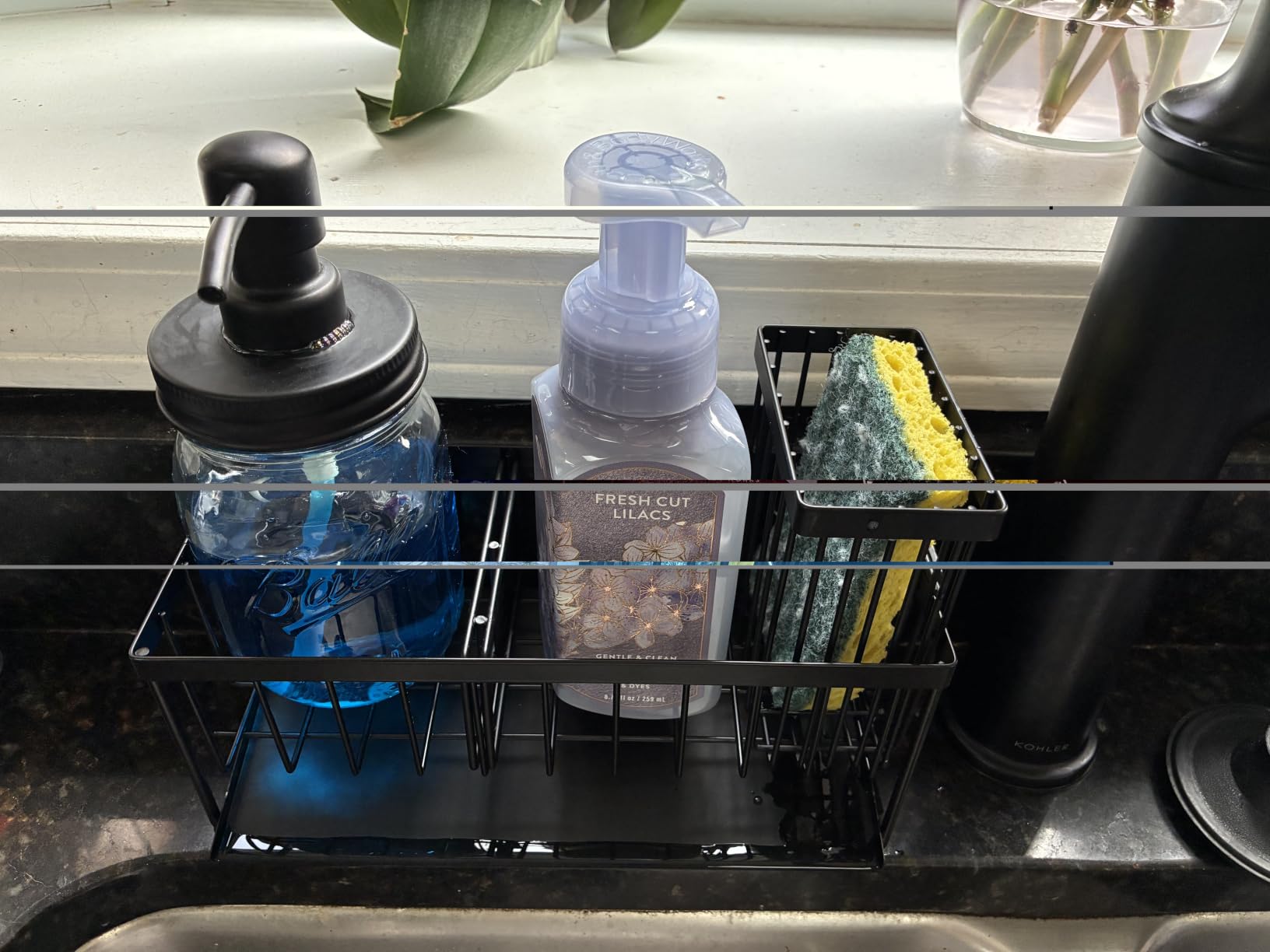 Cisily Sink Caddy Sponge Holder for Kitchen with Brush Holder and Stainless Steel Self Drain Tray, Rustproof Kitchen Sink Organizer for Sponge, Soap Dispenser Storage Accessories customer photo 1