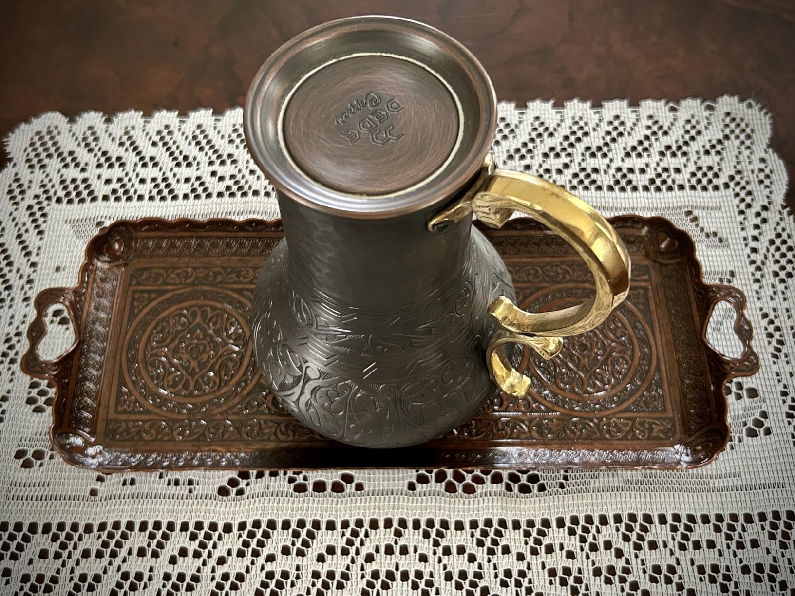 Alisveristime Premium Turkish Coffee Set - 12-Person Turkish Coffee, Cezve, 2-Person Cups, Delight Bowl, and Tray (4 Colors) (Brown) customer photo 1