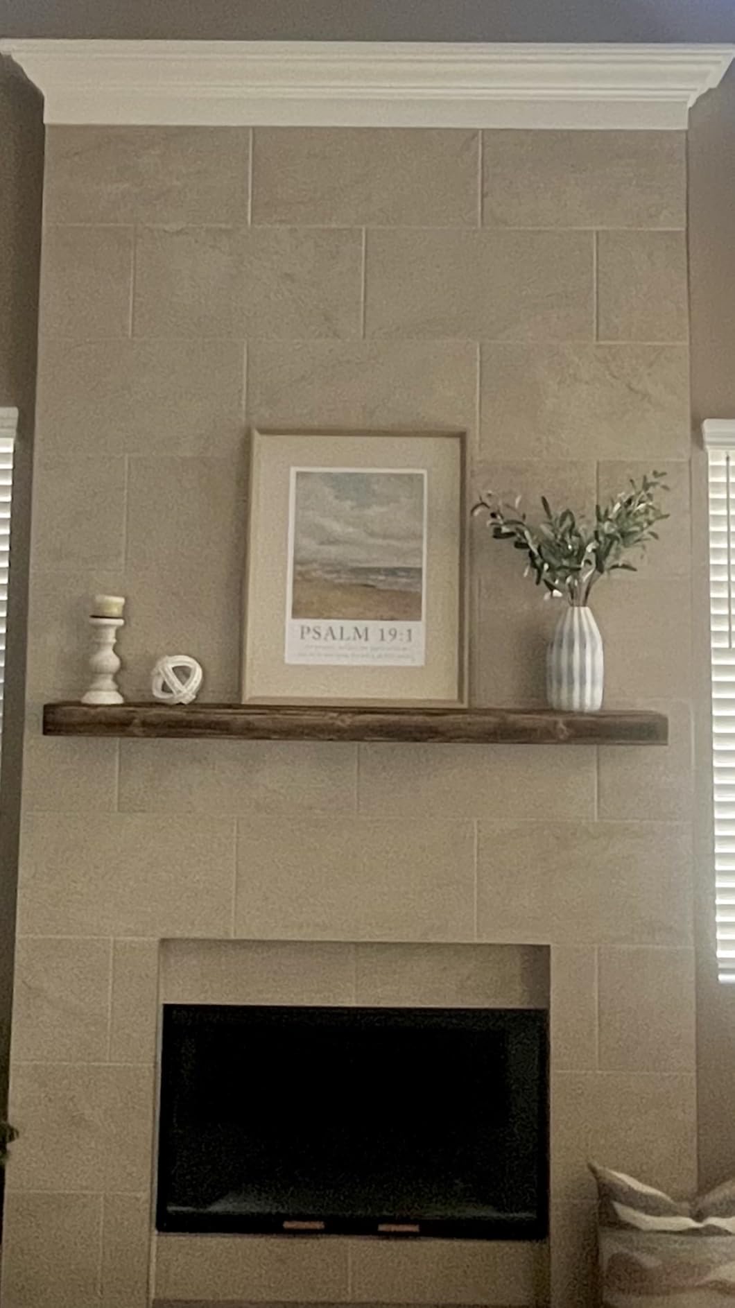 Eshoma Fireplace Mantel, 72 Inch Handcrafted Wood Mantles for Over Fireplace, Wall Mounted Fireplace Mantel Shelf, Floating Mantel Shelf for Living Room Decor, Walnut customer photo 1