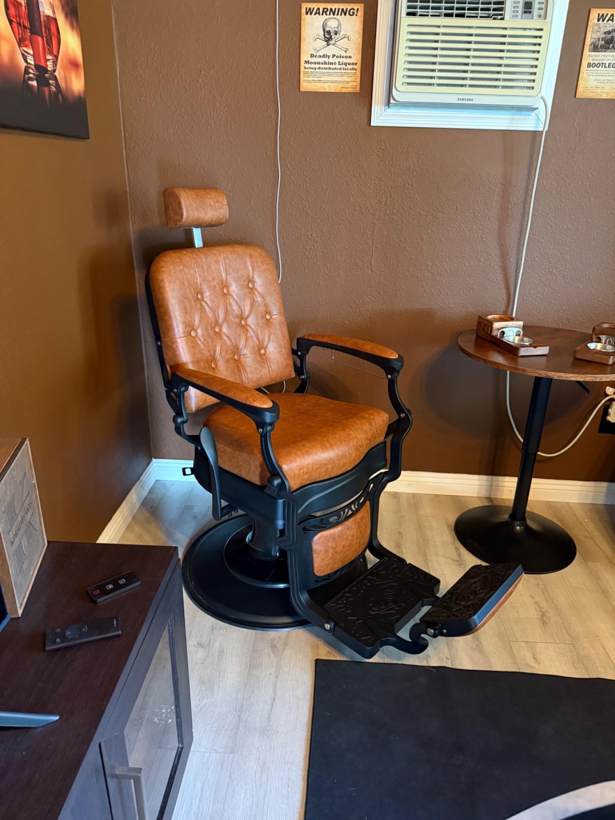 Winado Heavy Duty Vintage Recline Barber Chair, Black - Square Backrest | with Headrest, Supports up to 700lbs & 360° Rotatable, Professional Salon Beauty Spa Shampoo Equipment for Hair Stylist customer photo 1