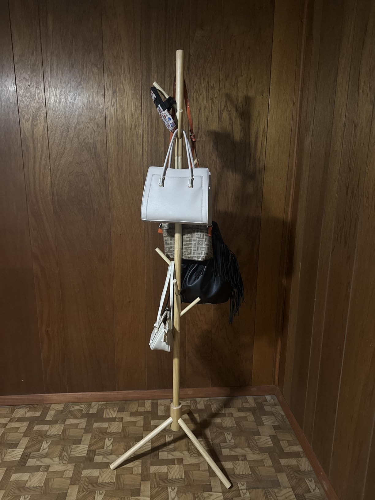 8-Hook Freestanding Coat Rack 3 Adjustable Heights Sturdy Brown customer photo 1