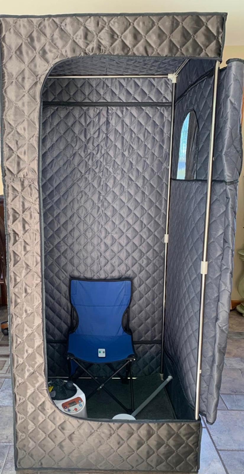 X-Vcak Upgraded Portable Sauna for Home,Relaxation, Steam Sauna for Home with Steamer, Remote Control, Folding Chair, 9 Levels customer photo 1