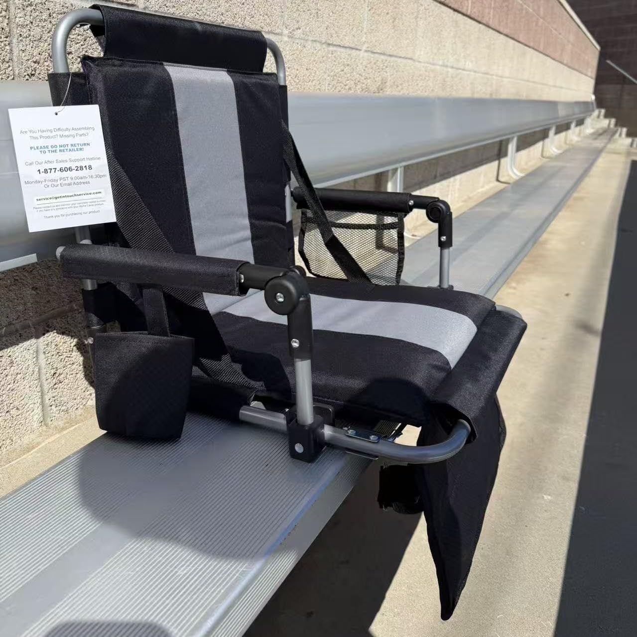 LET'S CAMP 2 Pack Folding Stadium Seats, Portable Bleacher Chairs | with Comfortable Cushions, Cup Holder and Mesh Bag, Perfect for Sports Games and Outdoor Activities customer photo 1