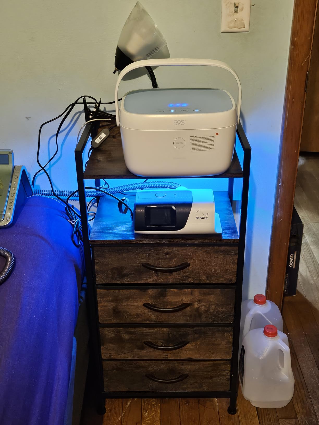 Furnulem Night Stand with Charging Station, LED, Tall Bedside Table for Dorm, 4 Drawer Dresser for Bedroom, with LED Light & Remote Control, Fabric Bins and Metal Frame customer photo 2