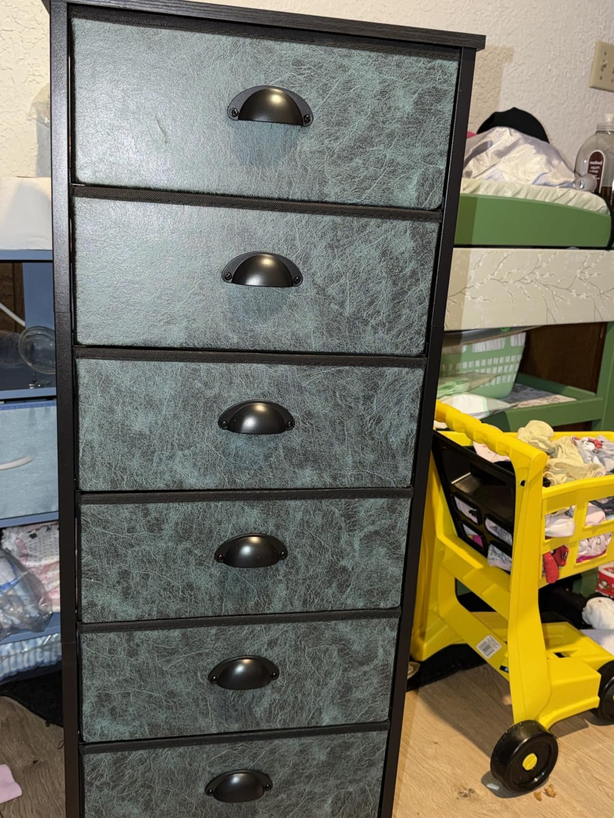 Furnulem Black Dresser for Bedroom, Tall Fabric Chest of Drawers | Bedroom Dresser with 6 Fabric Bins, Vertical Storage Drawer for Dorm, Organizer in Closet, Living Room, Wood Top, Metal Frame customer photo 2