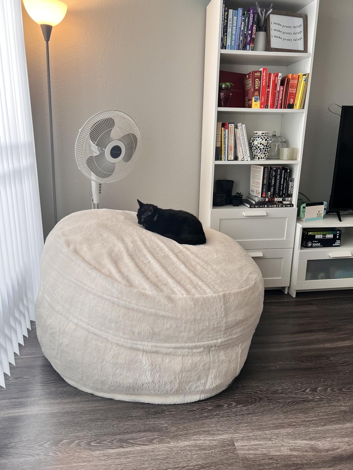 MAXYOYO Giant Bean Bag Chair for Adults, Bean Bag Converts to Floor Sofa | Large Floor Sofa Couch, High-Density Foam Filling, Machine Washable, Full, Dark Grey customer photo 2
