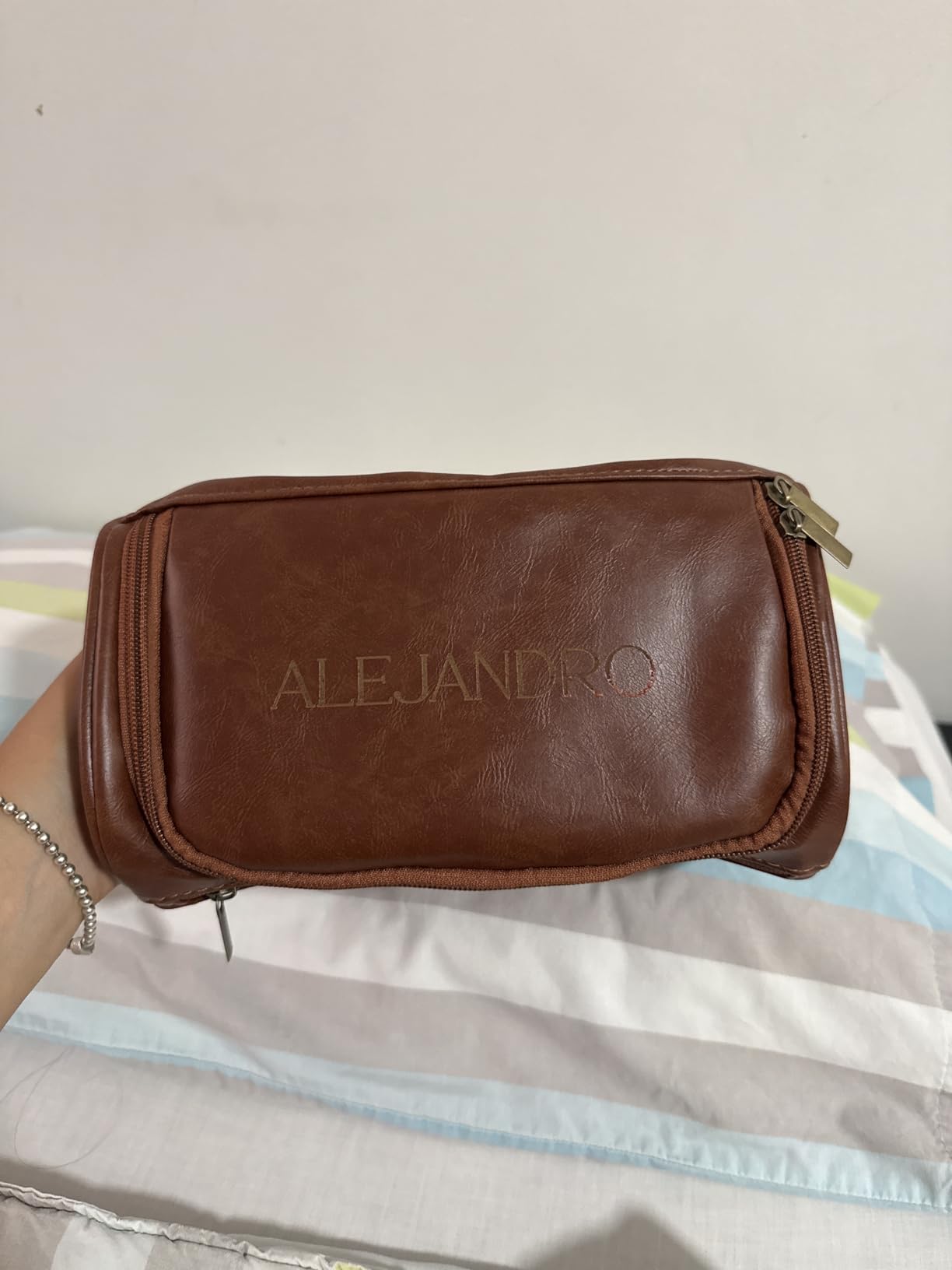 Aliceset 6 Pcs Groomsmen Gifts Leather Toiletry Bags,Dark Brown customer photo 1