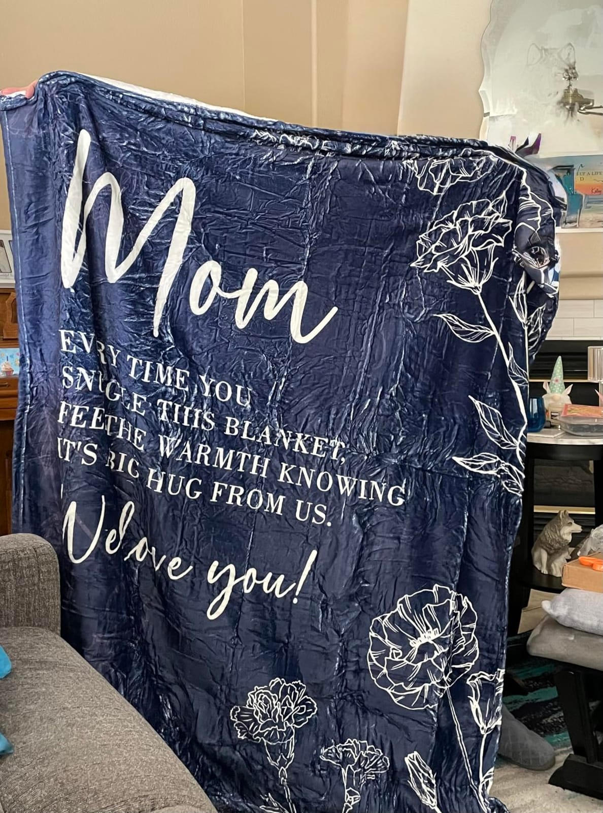 GiltGlimmer Mom Birthday Gifts, Mom Floral Blanket Blue, 60