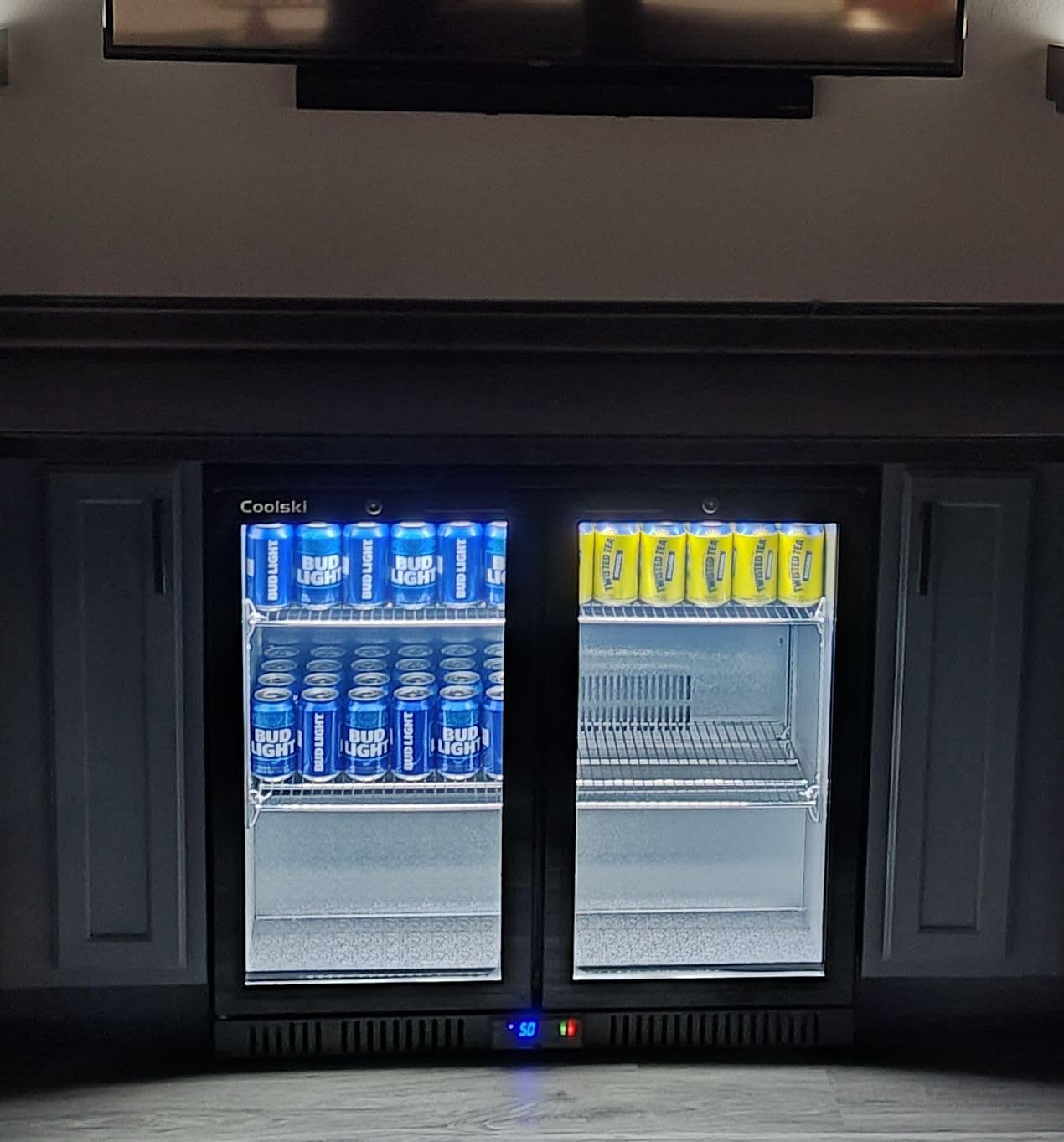 Coolski Back Bar Cooler Commercial Undercounter Refrigerator with 2 Glass Door, Bar Beverage Refrigerator for Beer Soda Wine 7.0 Cu.Ft. Capacity LED Lighting ETL NSF Approved, Black customer photo 1