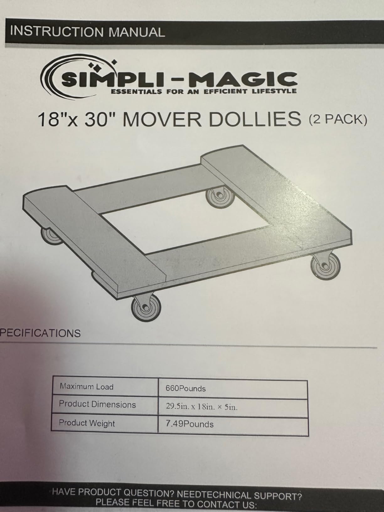 Simpli-Magic 79545 30 in. x 18 in. Hardwood Furniture Moving Dolly 1,320 lbs. Capacity, 4 Swivel Wheels Heavy-Duty, 2 Pack customer photo 2
