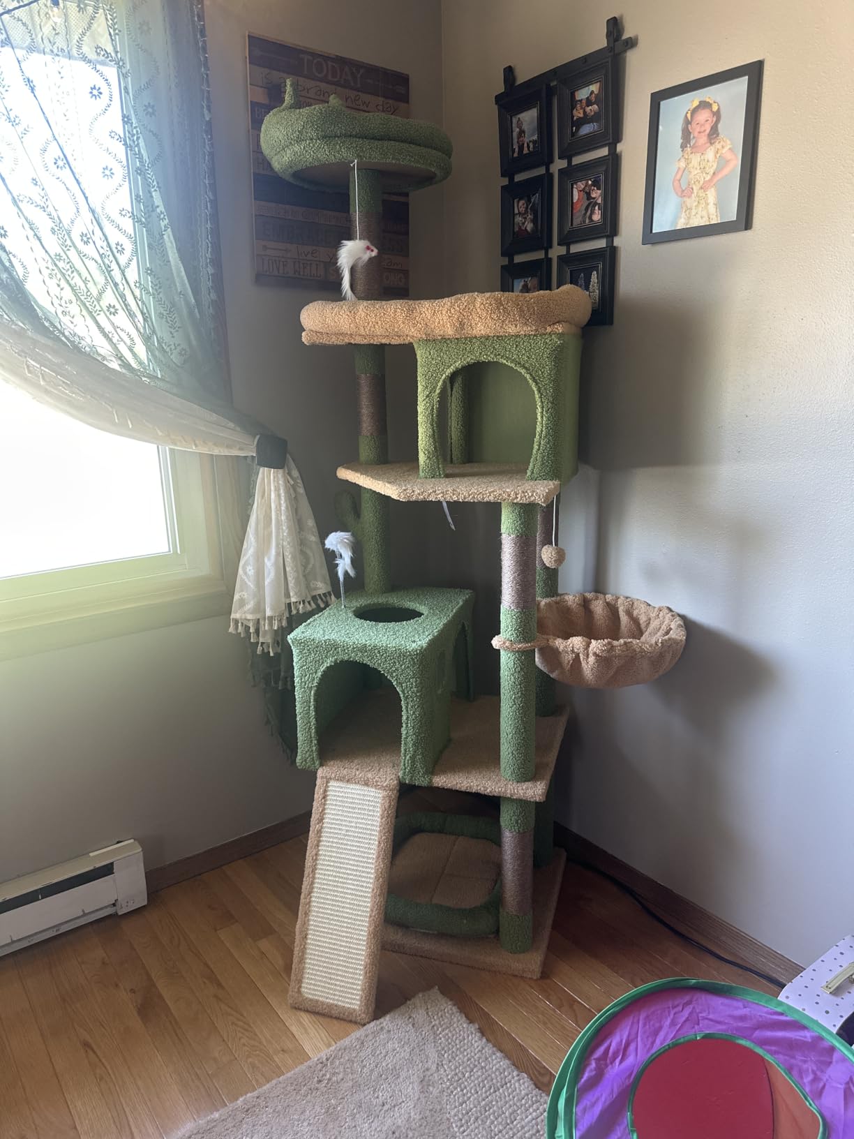 Globlazer Heavy Duty Cat Trees for Large Cats, Sturdy 72in Maine Coon Cat Tree for Large Cats 20 lbs+ Heavy Duty Cat Tower for Adult Biggest Cat with 6 Scratching Posts, Hammock, S72, Light Grey customer photo 2
