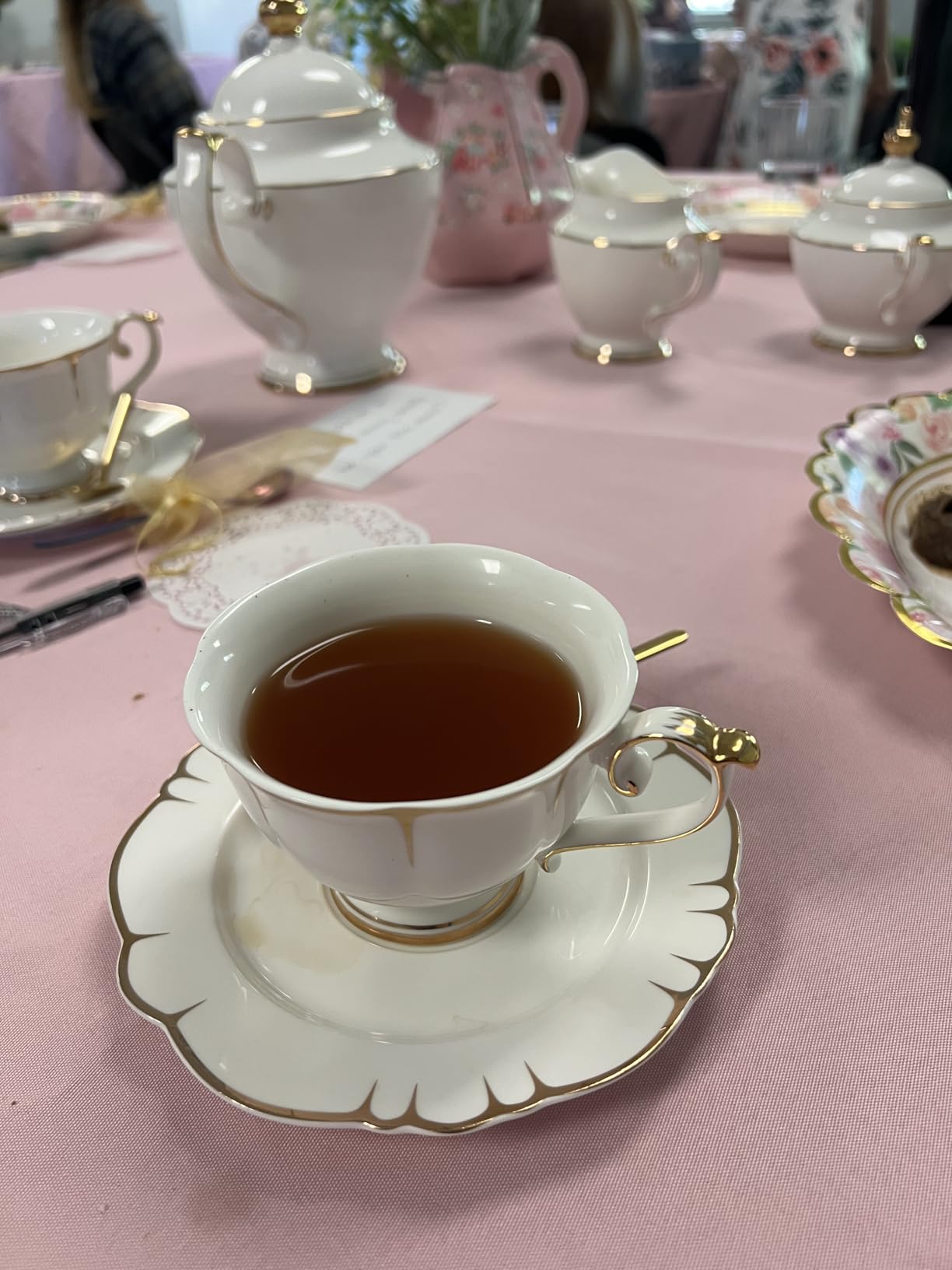 ACMLIFE Fine Bone China Tea Set, 13-Piece English Tea Set for Adults, Afternoon Tea Sets for Women Tea Party or Gift Giving, Pink and Gold customer photo 1