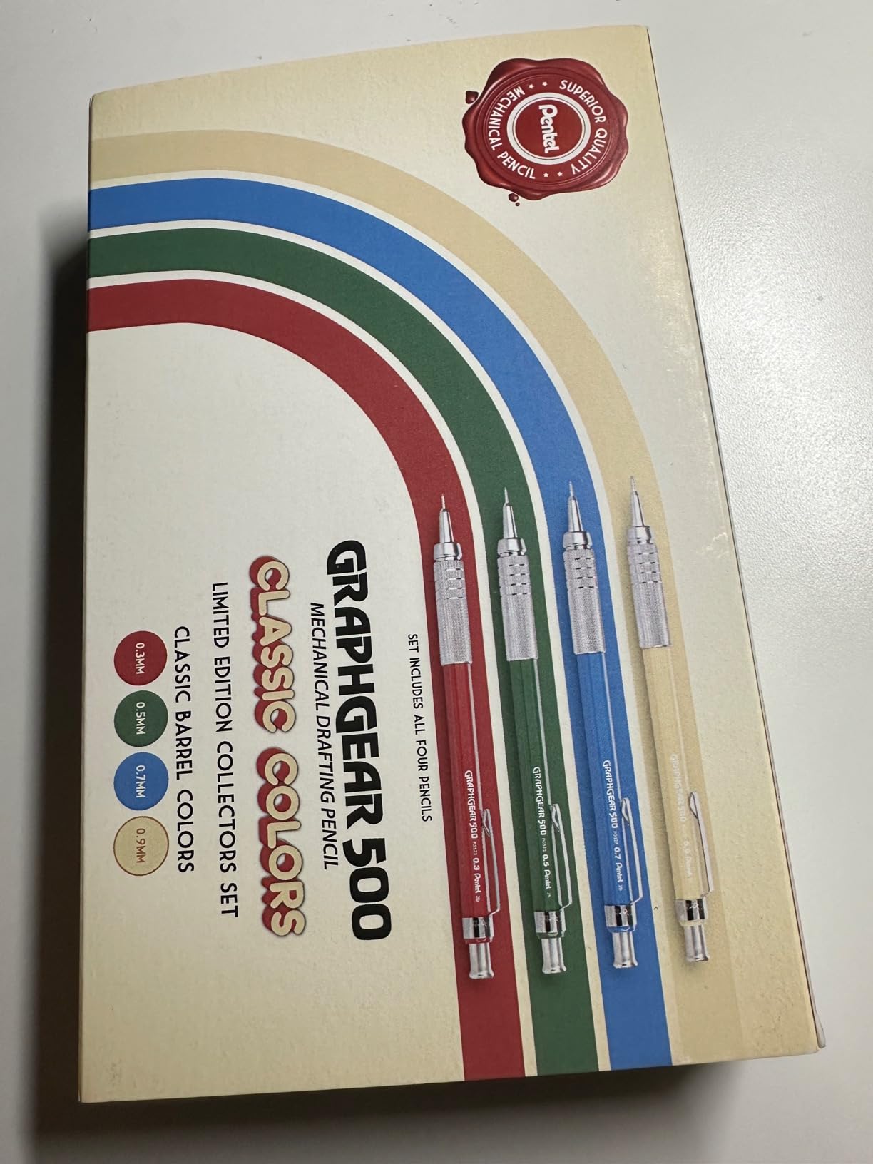 Pentel GraphGear 500 Limited Edition Mechanical Pencil, Classic Colors Box Set, 0.3, 0.5, 0.7, 0.9mm point sizes included, Box of 4 Pencils (PG520RBXSET) customer photo 2