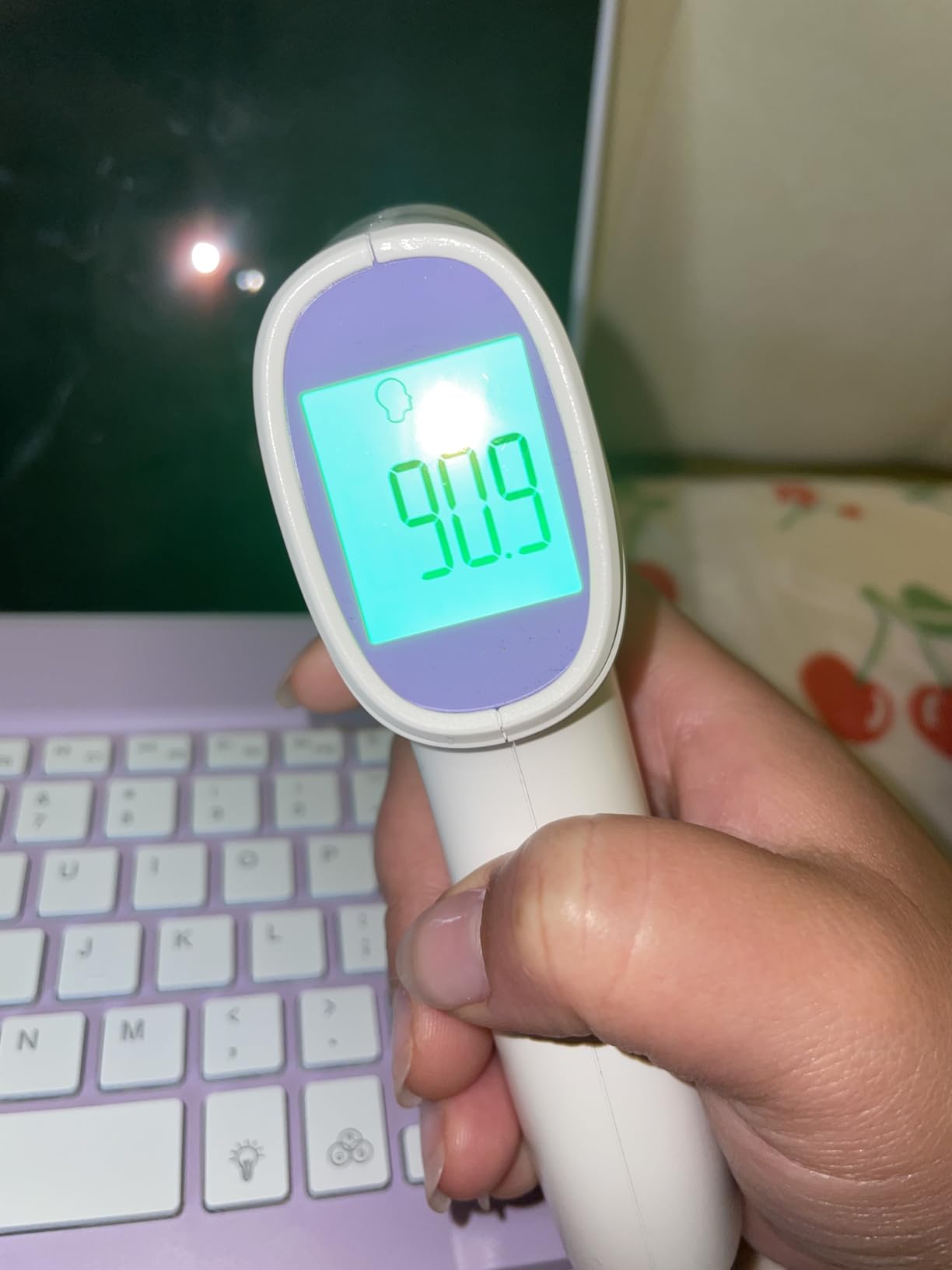 Forehead Thermometer for Adults, Kids & Babies, No-Touch Digital Thermometer with LCD Backlight Display, Fever Alarm and 1s Instant Reading - Purple customer photo 2