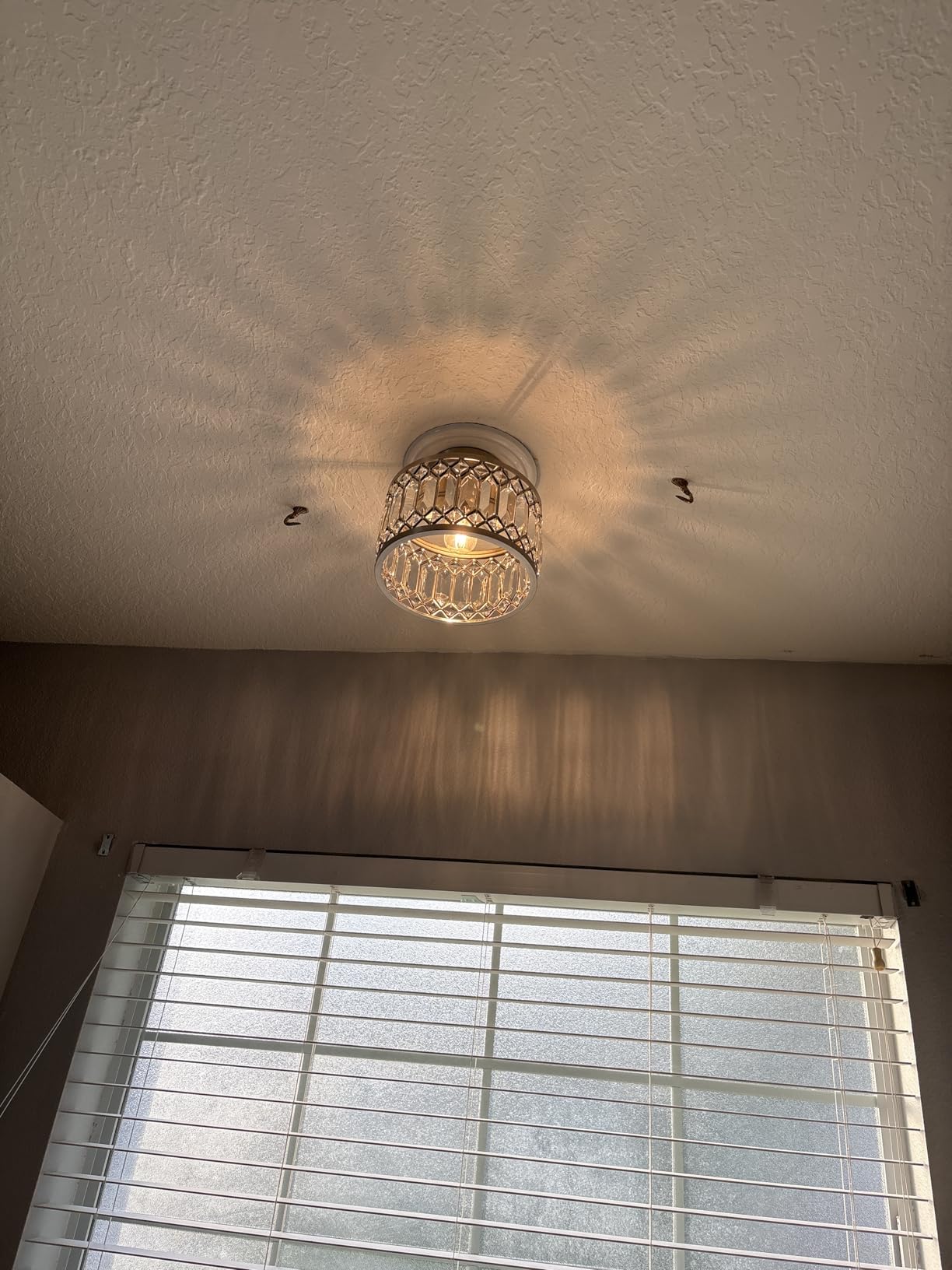 Rpzloila Crystal Ceiling Light Fixture, Modern Semi Flush Mount Ceiling Light, Crystal Chandelier for Kitchen Bedroom Bathroom Entryway Black (Bulb not Included) customer photo 1