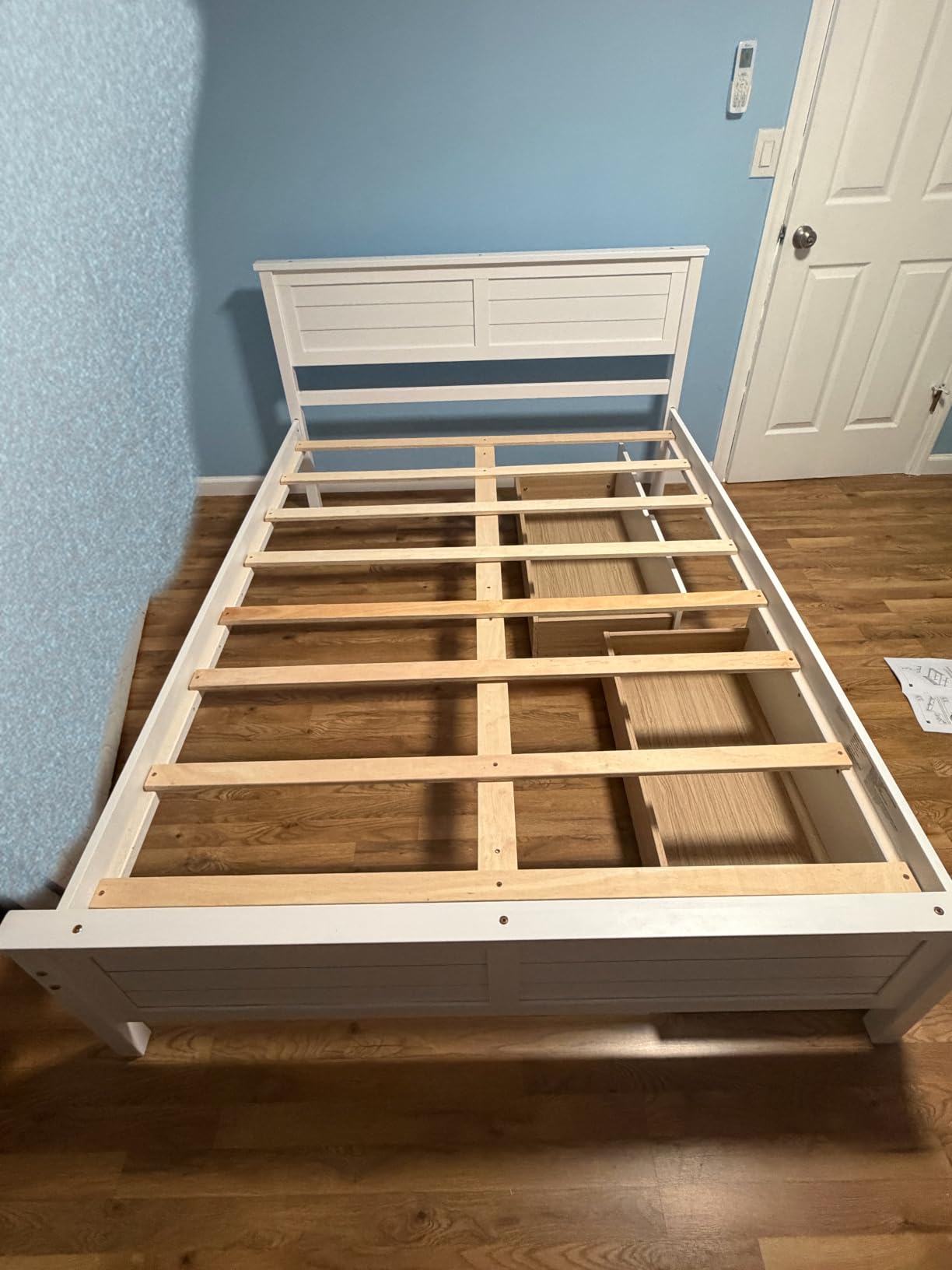 Giantex Wood Twin Bed with 2 Storage Drawers, Solid Wood Platform Bed with Headboard, Wooden Slats Support Mattress Foundation, No Spring Needed, Twin Bed Frame for Kids, Teens, Adults, White customer photo 1