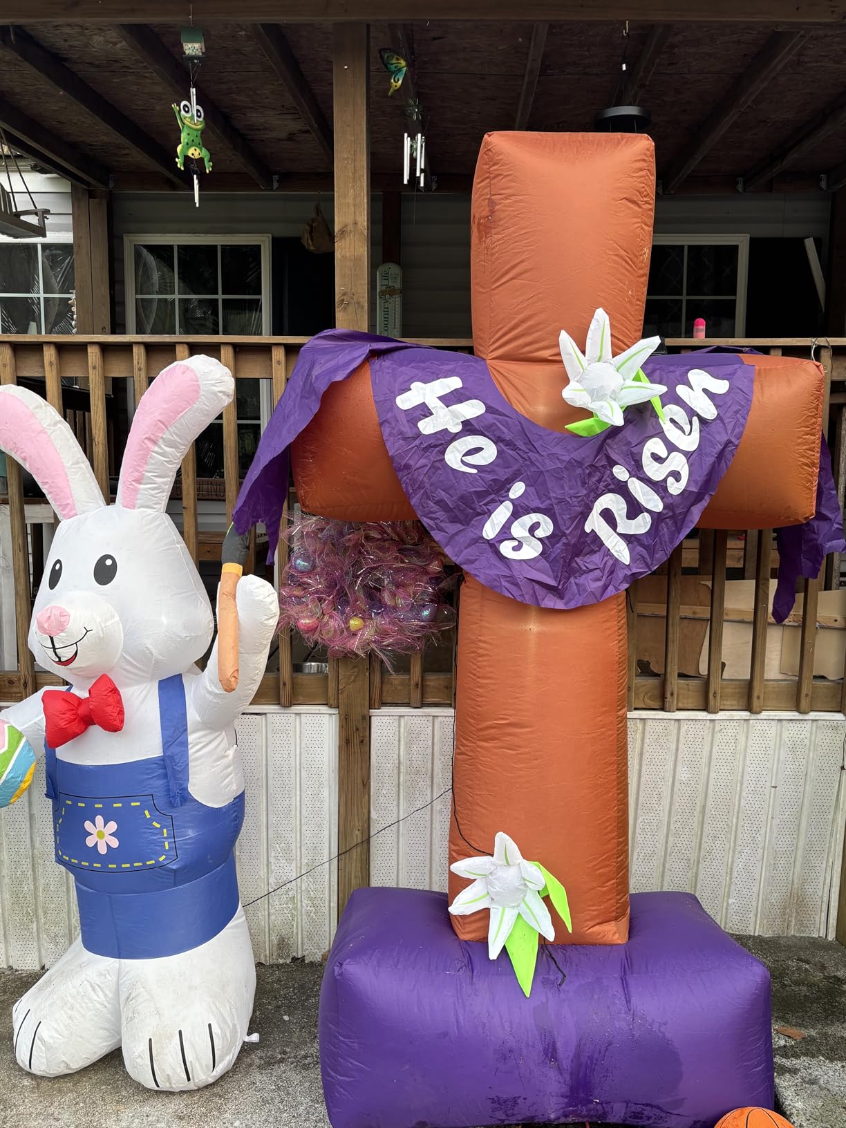 8 Ft Easter Inflatable Cross Outdoor Decoration, Blow Up He is Risen Yard Decorations with Built-in LED Lights Easter Party Decor Yard Garden Lawn Indoor Outdoor Home customer photo 1