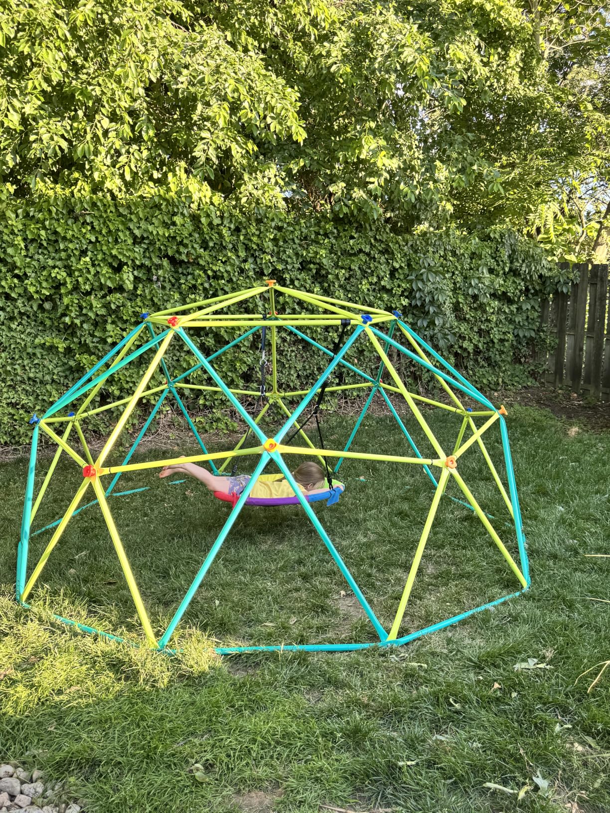 10 ft Climbing Dome Swing Set with Saucer Swing for Kids 3-12 | Jungle Gym for Kids Outdoor Backyard, Supports 800lbs, 3D Setup Video, Rust-Resistant Outdoor Playset, Moveable for Mowing customer photo 1