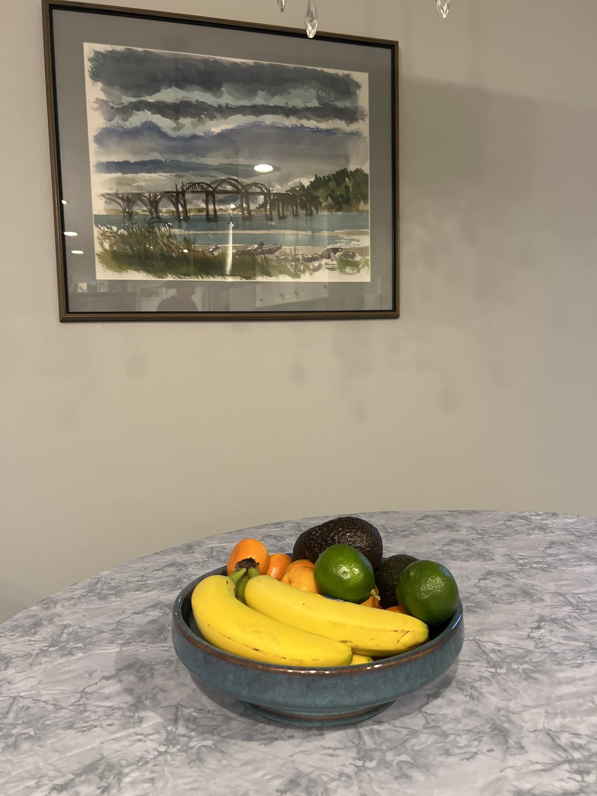 Ceramic Fruit Bowl for Kitchen Counter, Decorative Pedestal Bowl for Table Countertop, Large Footed Serving Bowl, 10.2 Inch (Peacock Green) customer photo 2