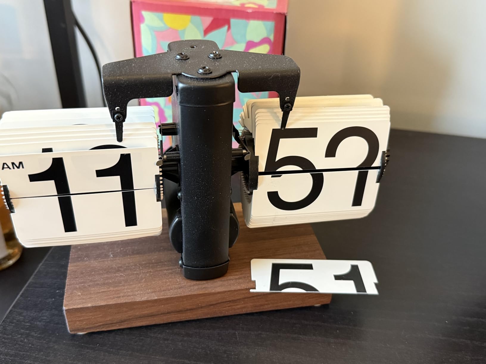 FOSA Flip Desk Clock, Black | Retro Vintage Mechanical, Large Numbers, Silent, Wood Base for Home Office Desk Decor, Living Room, Study Room customer photo 2