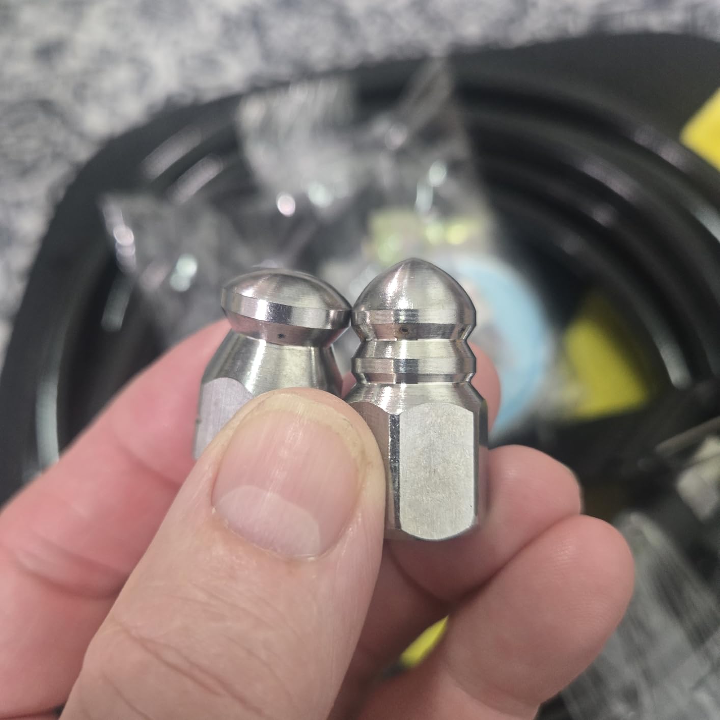 Sewer Jetter Kit for Pressure Washer, Water Jet Drain Cleaning Hose with Corner Rotating Button Spring Nose 1/4