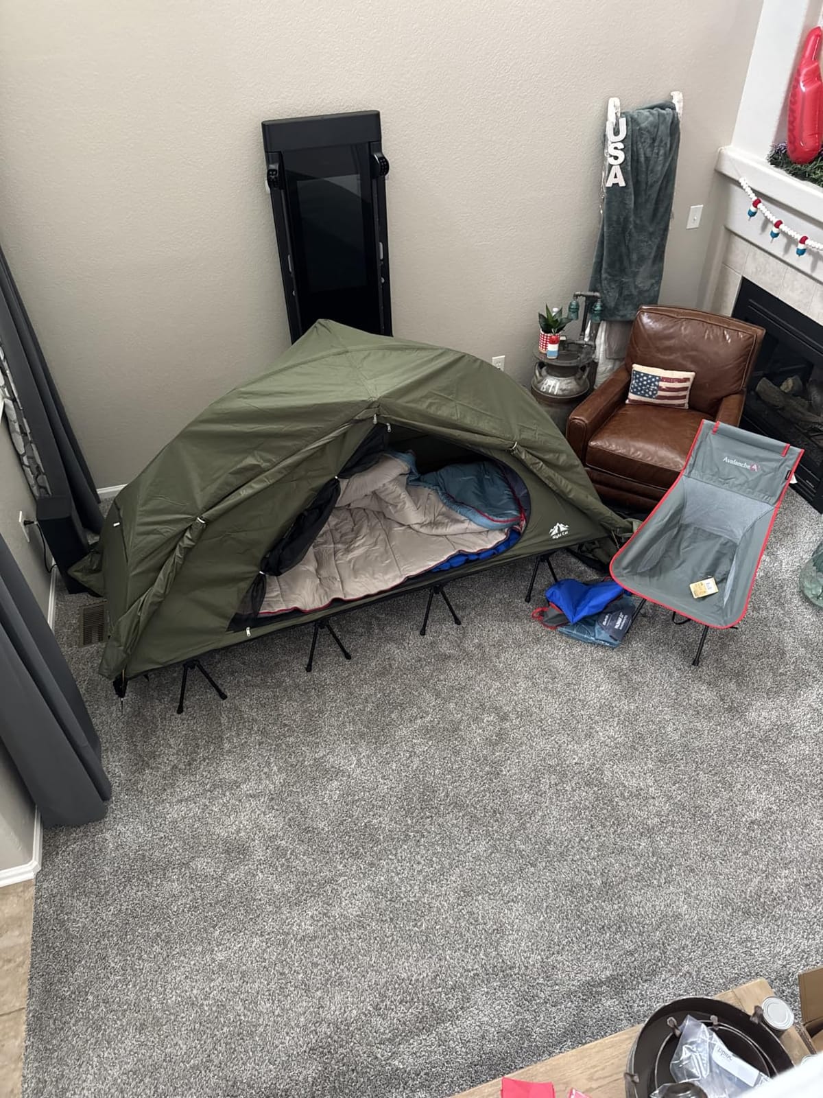 Night Cat Camping Cot Tent - Waterproof 1-Person Off-Ground Combo Cot Bed for Adults Portable Easy Set-up Tent Green 27.5'' Width customer photo 2