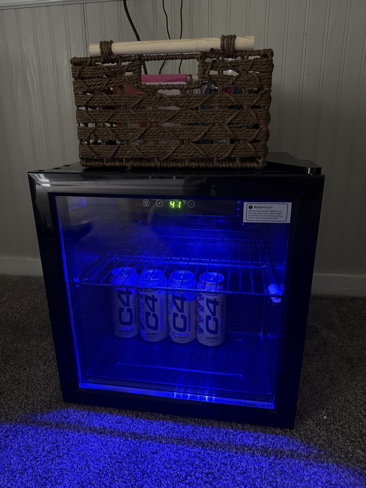 Feelfunn 50 Can Beverage Refrigerator, 1.3CuFt Mini Fridge with Glass Door | 40-61°F, Whisper-Quiet ≤38dB, Fast Even Cooling, Removable Shelf, for Soda, Beer, Wine in Bedroom, Office, Home Bar, Dorm customer photo 2