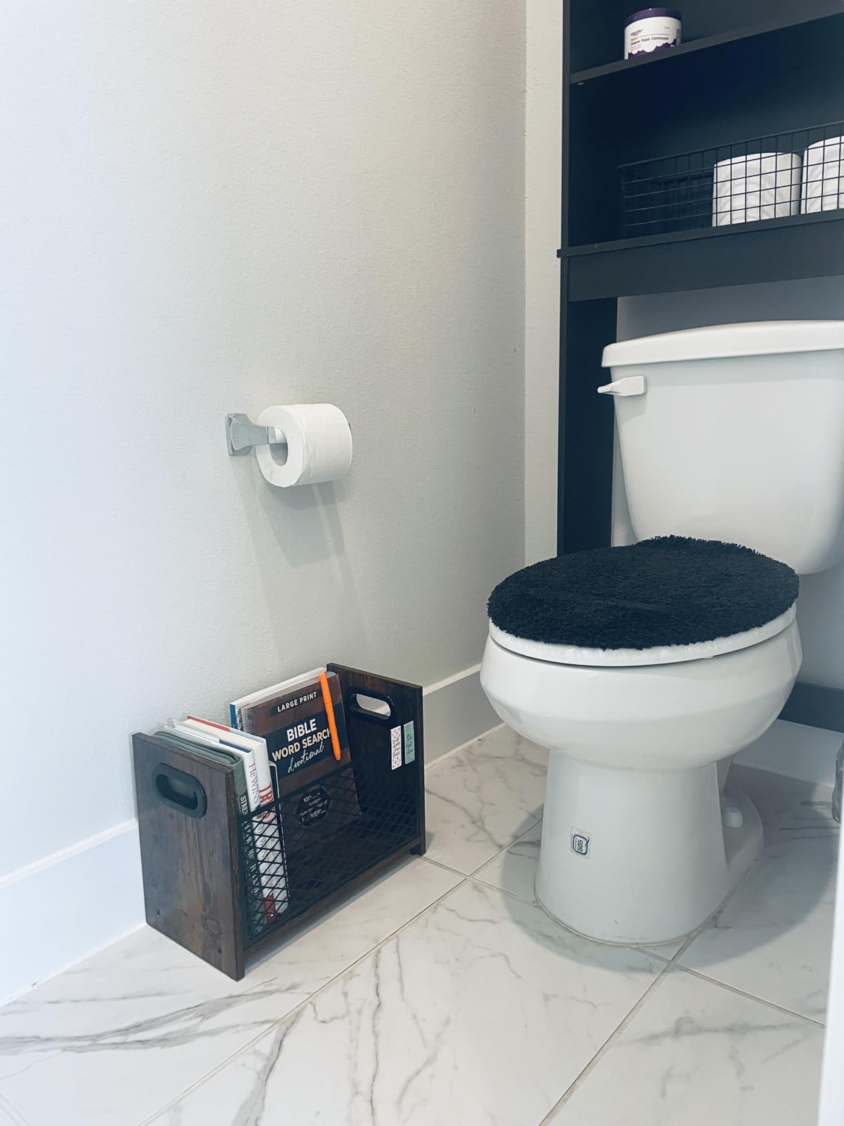 YINMIT Magazine Holder, Magazine Rack Floor, Wood and Metal Construction, Side handles customer photo 1