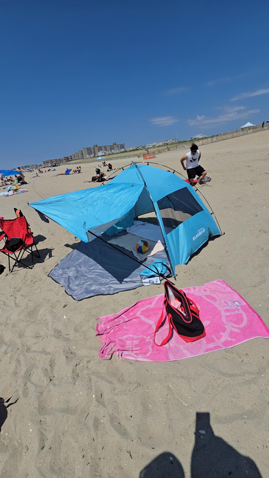 Elegear CumbreX Beach Tent Sun Shelter with Canopy, 4-5 Person, Sky Blue | UPF 50+ UV Protection, Easy Setup, Portable & Lightweight, Double Silver Coating, Pop Up Sun Shade Shelter, Beach Cabana customer photo 1