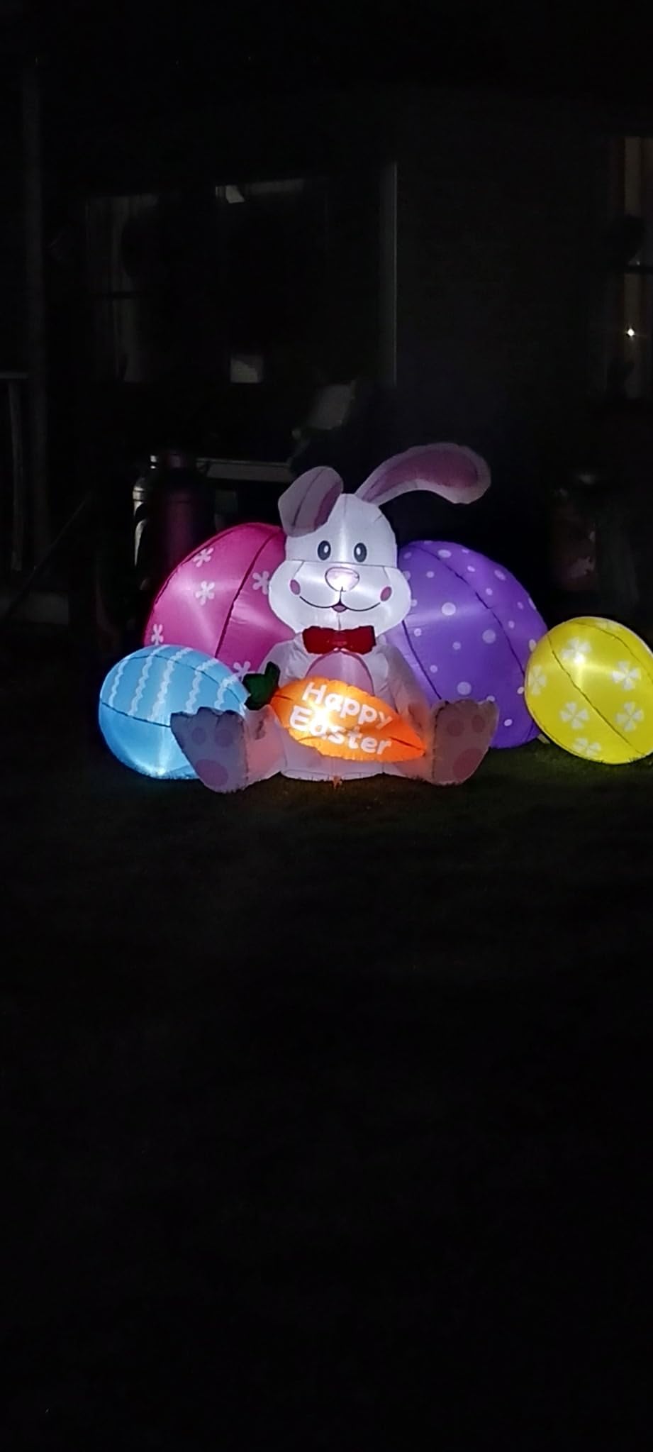 6.2FT Width Inflatables Easter Rabbit Outdoor Decor, Happy Easter Bunny and 4 Colorful Eggs Build-in 6 LEDs Indoor Outdoor Decoration Blow Up for Yard Decorations, Garden, Lawn customer photo 2