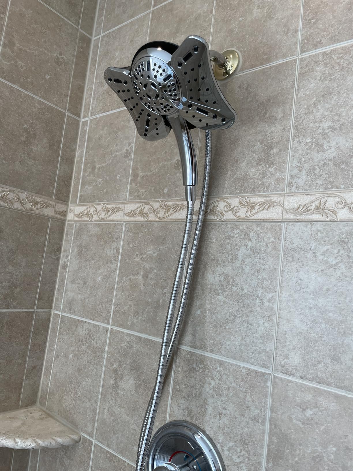 GRICH Shower Head with Handheld Spray - Dual High Pressure Showerhead | Rainfall Shower Heads Combo, Detachable Hand Shower, 9 Spray Settings, 60