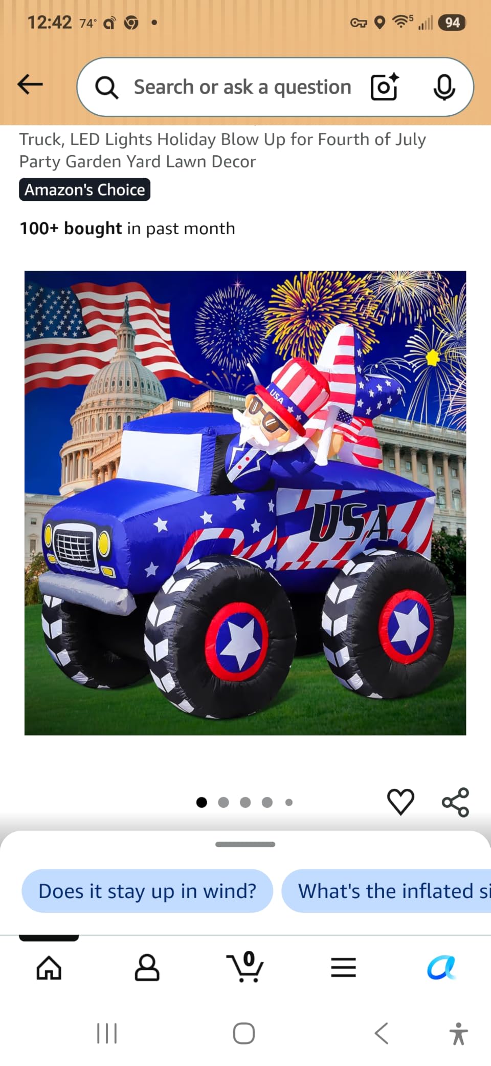6FT Patriotic Independence Day 4th of July Memorial Day Inflatable Outdoor Decoration, Uncle Sam Drive Tractor, LED Lights Holiday Blow Up for Fourth of July Party Garden Yard Lawn Decor customer photo 1