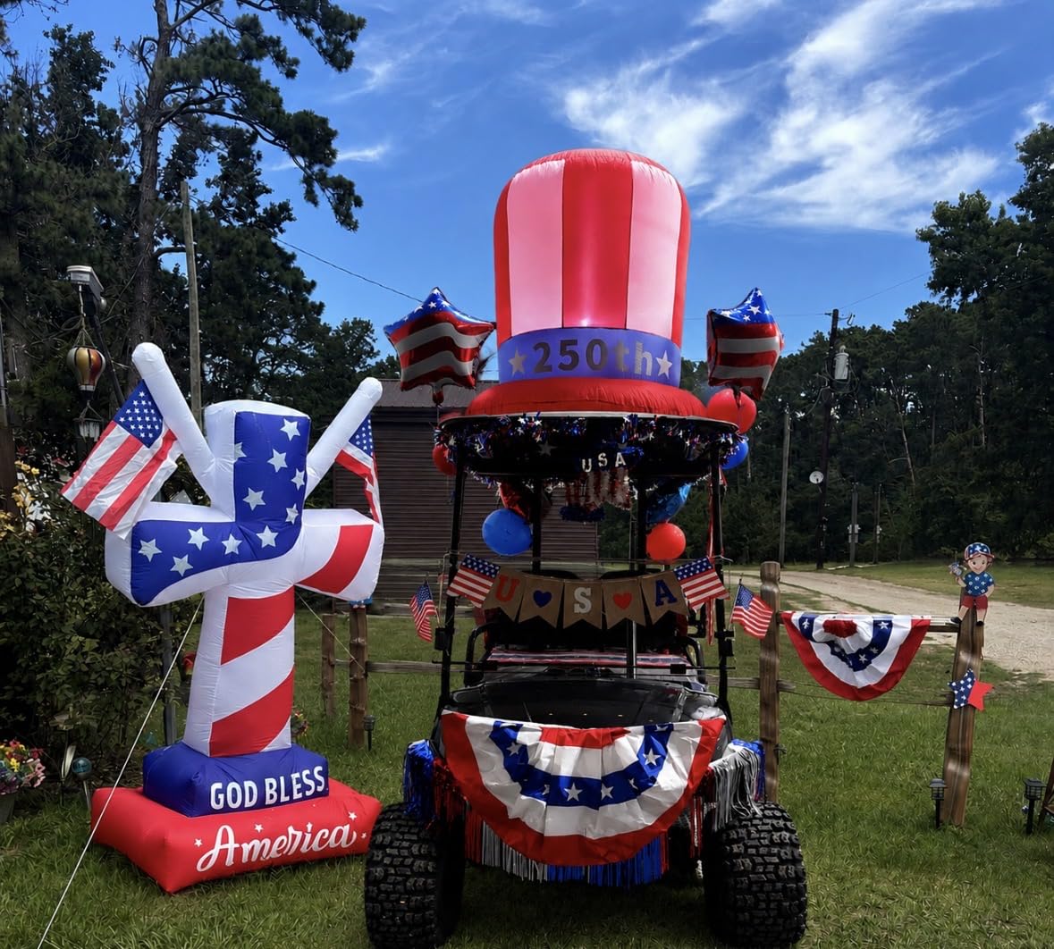 6FT Patriotic Independence Day 4th of July Memorial Day Inflatable Outdoor Decoration, Uncle Sam Drive Tractor, LED Lights Holiday Blow Up for Fourth of July Party Garden Yard Lawn Decor customer photo 2