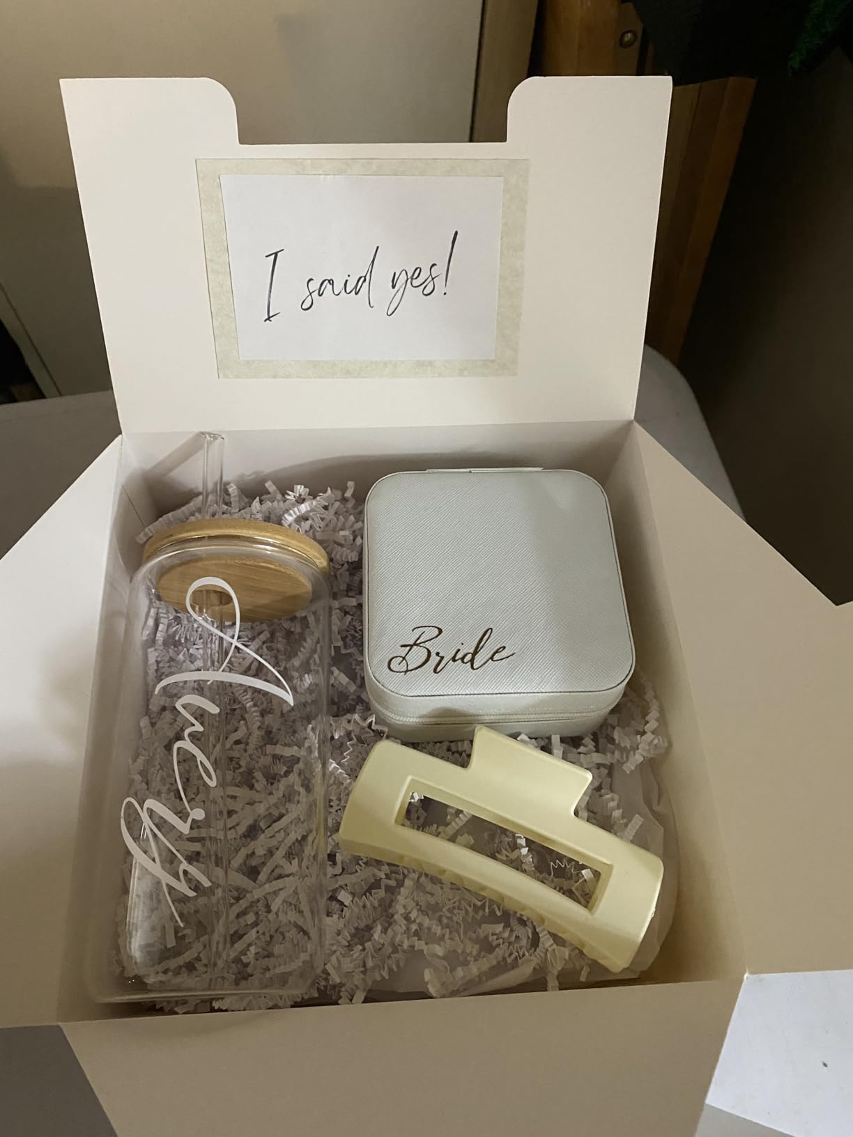 Quelay 56 Pcs Bridesmaid Proposal Gift, Set of 8,Classic,White and Pink | 15 Oz Glass Cup, Mini Jewelry Box, Square Clips, Gift Box, Invitation Card, Bridal Shower, Bachelorette Party customer photo 1