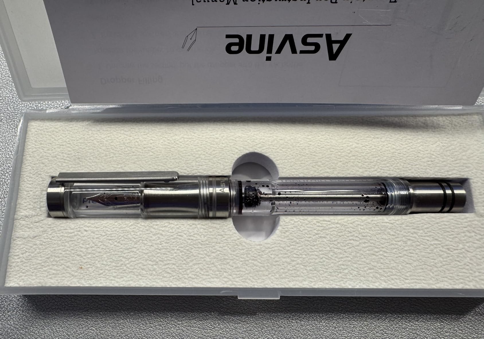 Asvine Vacuum Filling Fountain Pen Luxury Titanium Fine Point Pen V200 Series, Clear Demonstrator Smooth Writing Pen Gift Case customer photo 2