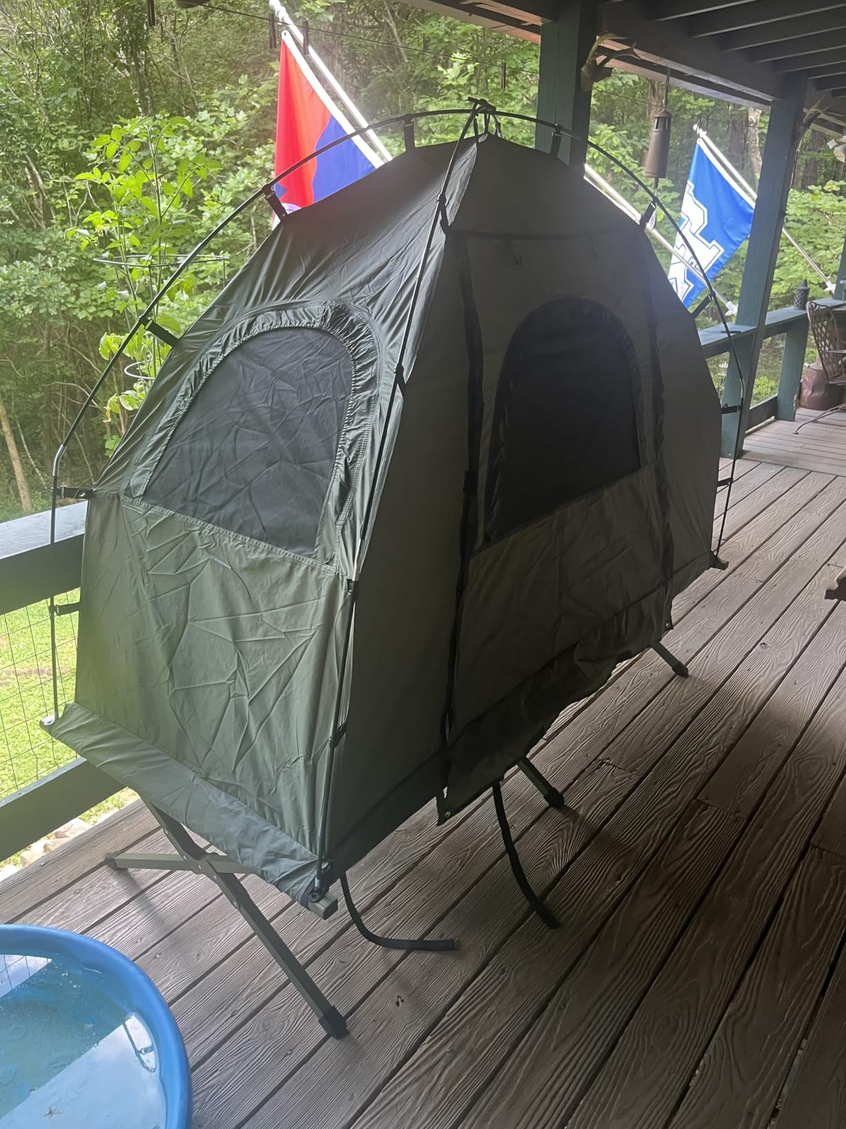Goplus Camping Tent Cot, 5-in-1 Folding Camping Bed with Air Mattress, Pillow, Sleeping Bag, Waterproof Elevated Tent Shelter, Portable Outdoor Sleeping Cot with Carry Bag for Picnic, Trip customer photo 1