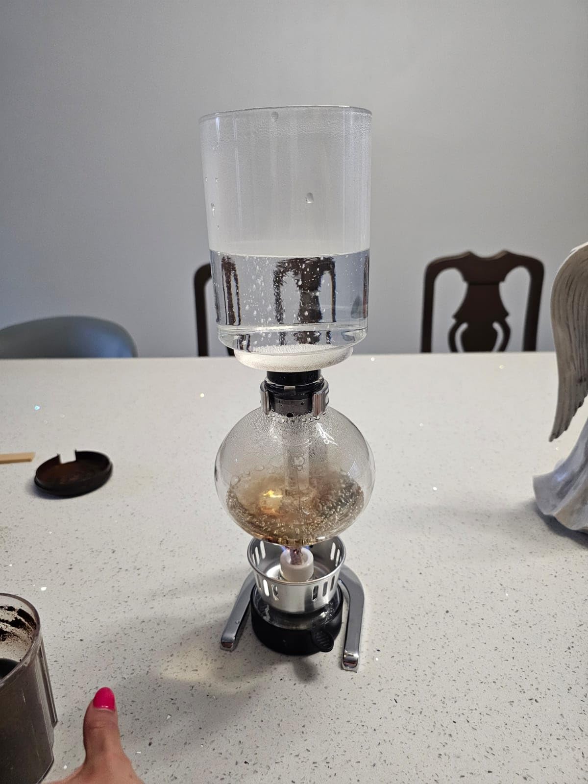 QWORK 5-Cup (600ml) Siphon Coffee Maker - Borosilicate Glass Syphon Brewer with Adjustable Buffer Clamp, High-Temperature Resilience, Tabletop Glass Siphon Pot for Coffee Aficionados customer photo 1