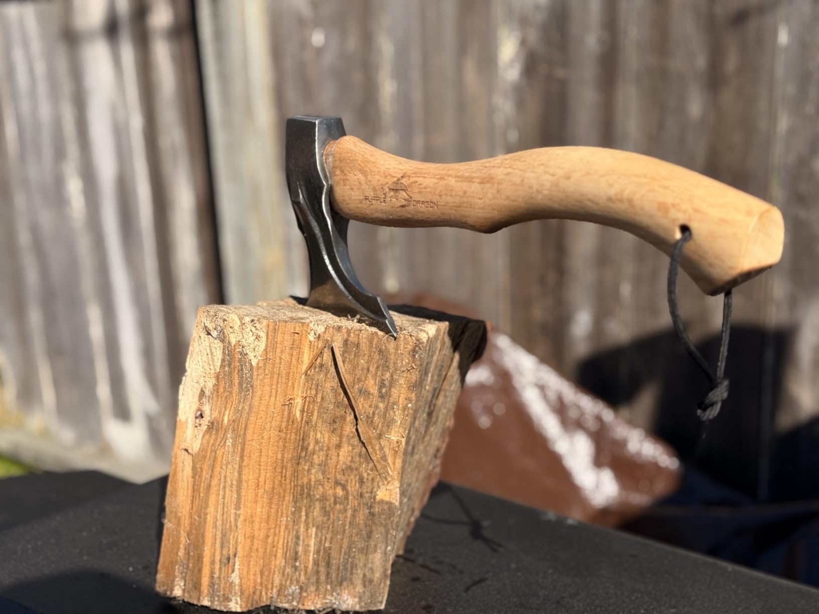 Purple Dragon Camping Hatchet 14.7 Inch Hand Forged Splitting Axe | Hand Forged Blade, Wooden Handle, Leather Sheath, Gift Box, Outdoor Wood Splitting Chopping & Carving Tool, for Bushcraft customer photo 1