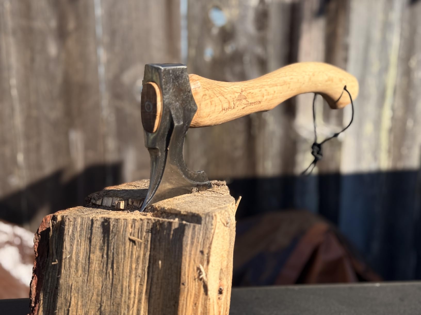 Purple Dragon Camping Hatchet 14.7 Inch Hand Forged Splitting Axe | Hand Forged Blade, Wooden Handle, Leather Sheath, Gift Box, Outdoor Wood Splitting Chopping & Carving Tool, for Bushcraft customer photo 2
