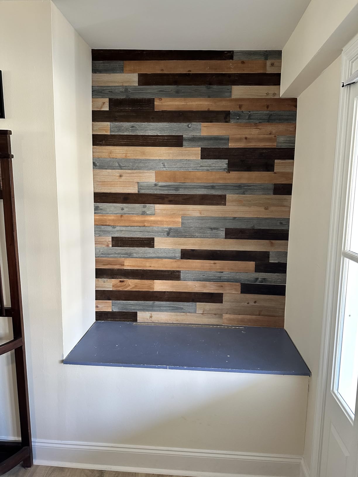 Peel & Stick Real Wood Planks, Rustic Reclaimed Barn Wood Paneling, Brown Gray Combinations, 10.5 sq. ft customer photo 1