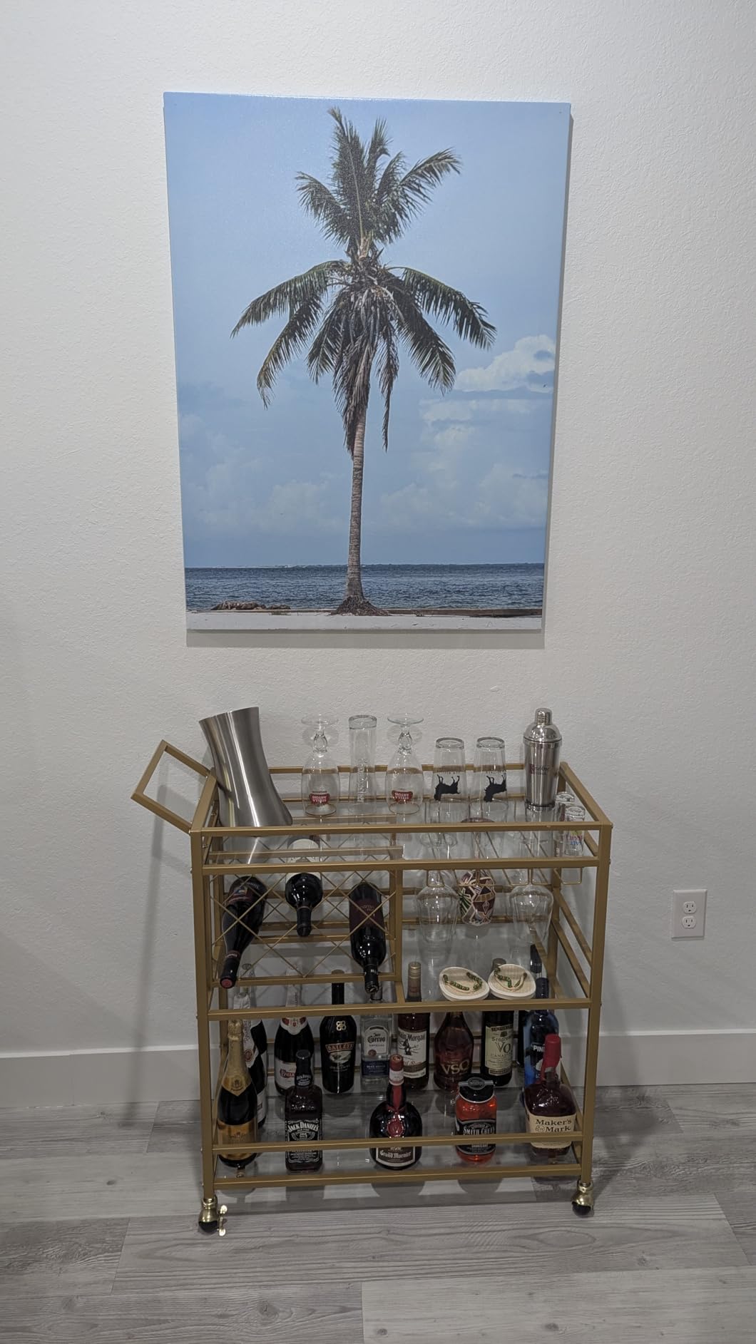 FATORRI Bar Cart Silver, Bar Carts for The Home, Home Bar Serving Carts for Liquor, Rolling Wine Cart with 3 Tier Mirrored Shelves on Wheels for Alcohol and Beverage (Silver) customer photo 1