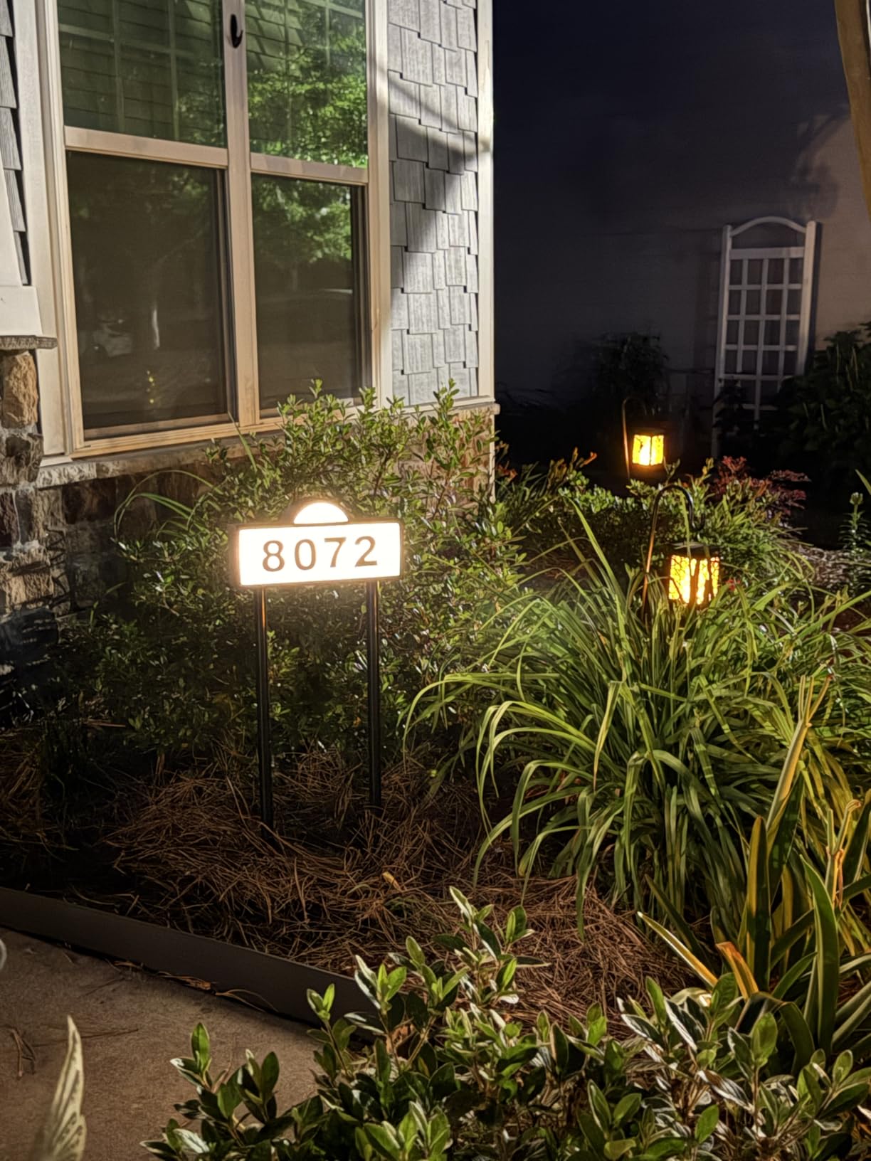 Solar Address Signs for Yard, Solar Powered Address Sign with Warm White & Cold White, IP65 Waterproof Solar House Numbers for Outside, LED Illuminated Plaques Wall Mounted & In Ground customer photo 2