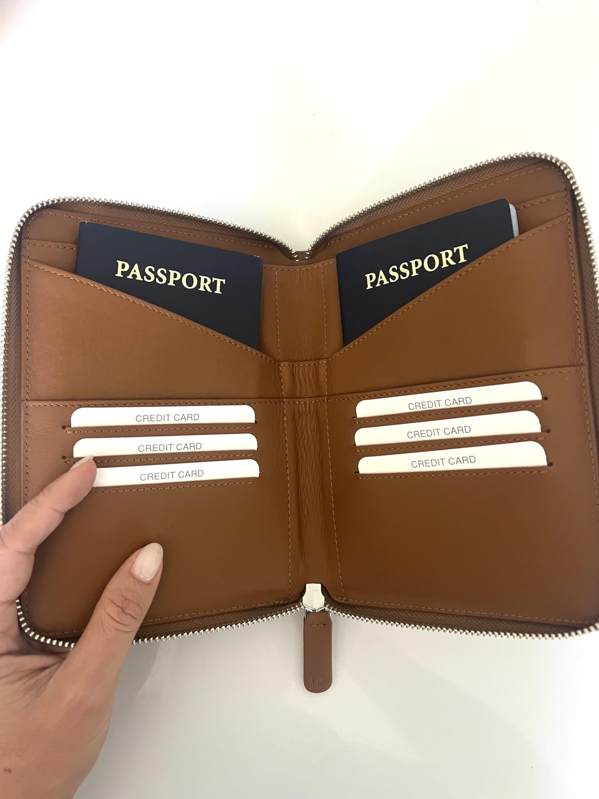 Full Grain Leather Family Passport Holder for 4 Passports - RFID Passport Holder and Travel Document Organizer - Large Leather Travel Wallet for Families - Brown customer photo 2
