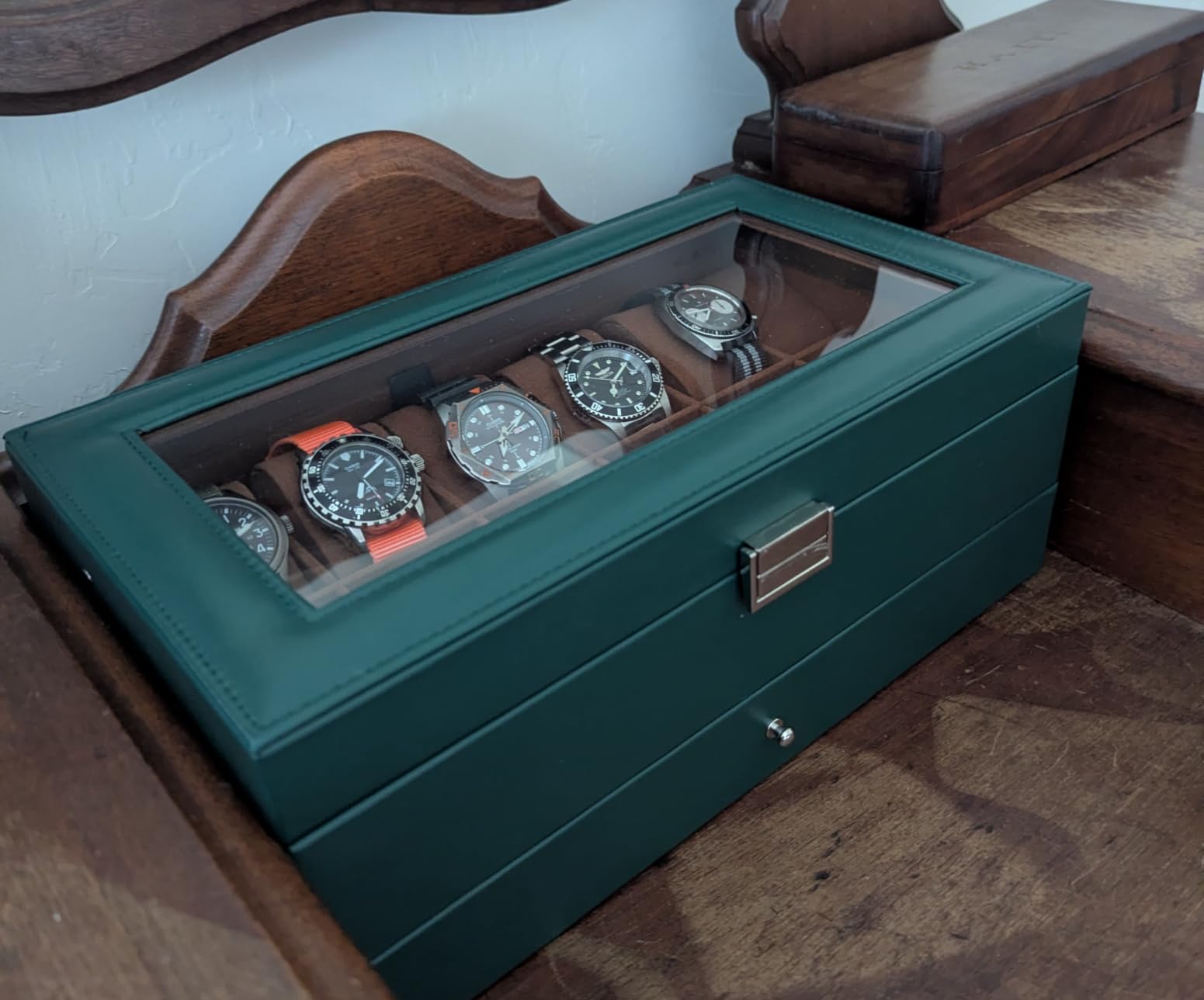 ProCase Watch Box, 12 Slot Watch Case for Men with Drawer, Espresso | 2-Layer Watches Display Case with Glass Lid, Mens Jewelry Box Storage Holder Organizer, Anniversary Christmas Birthday Gift customer photo 1
