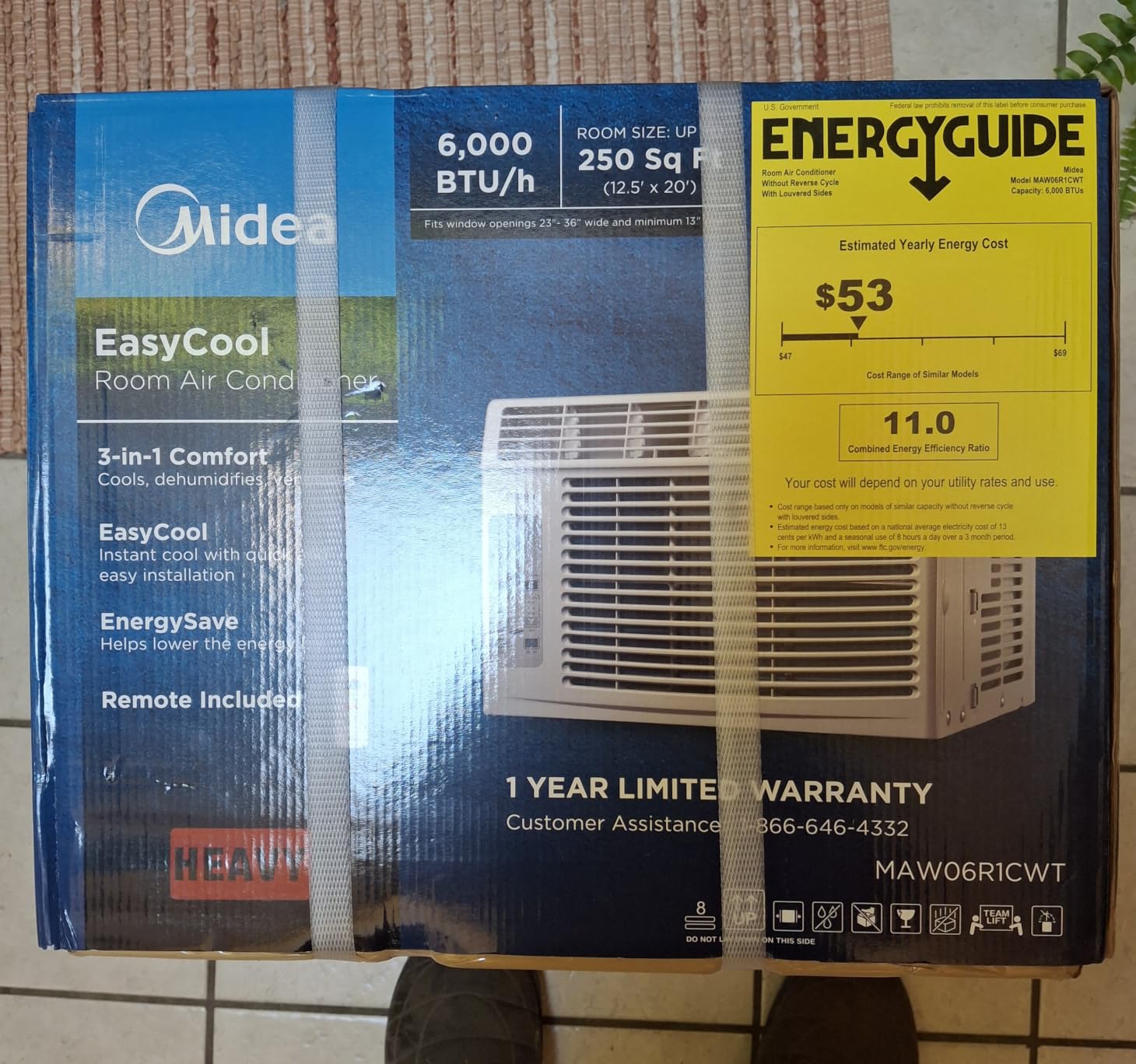 Midea 6,000 BTU Window Air Conditioner, 3-in-1 Cool/Fan/Dehumidifier Window AC Unit, Easycool Air Conditioner with Remote Control, Cools up to 250 Sq. Ft., Fits bedroom, study, office customer photo 1