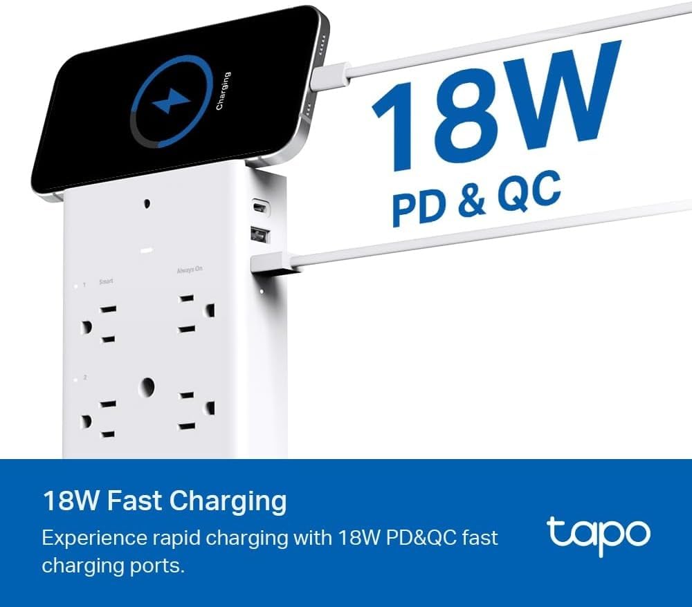 Tapo Smart Plug Outlet Extender, P306, 3 Individual Smart Outlets | Surge Protector, 18W Fast Charging, 1x USB-C & 2X USB-A, Smart Night Light, Works w/Apple HomeKit, Alexa & Google Home customer photo 1