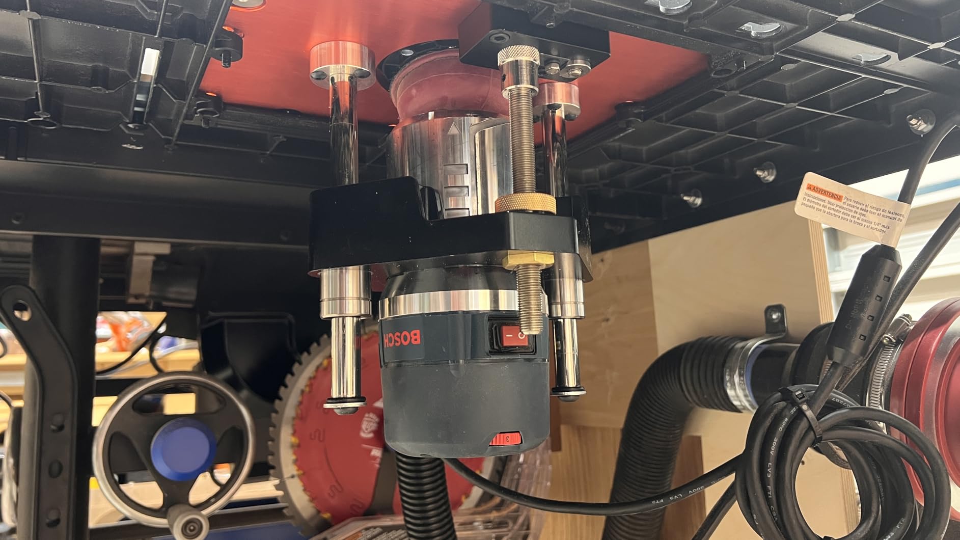 O'SKOOL Router Lift System Compatible With Bosch RA1181 and RA1171 | For 3-1/2 Inch Diameter Router Motors, 11-1/2 Inch by 9-1/8 Inch, 3/8 Inch Solid Aluminum Plate, RTS017 customer photo 2